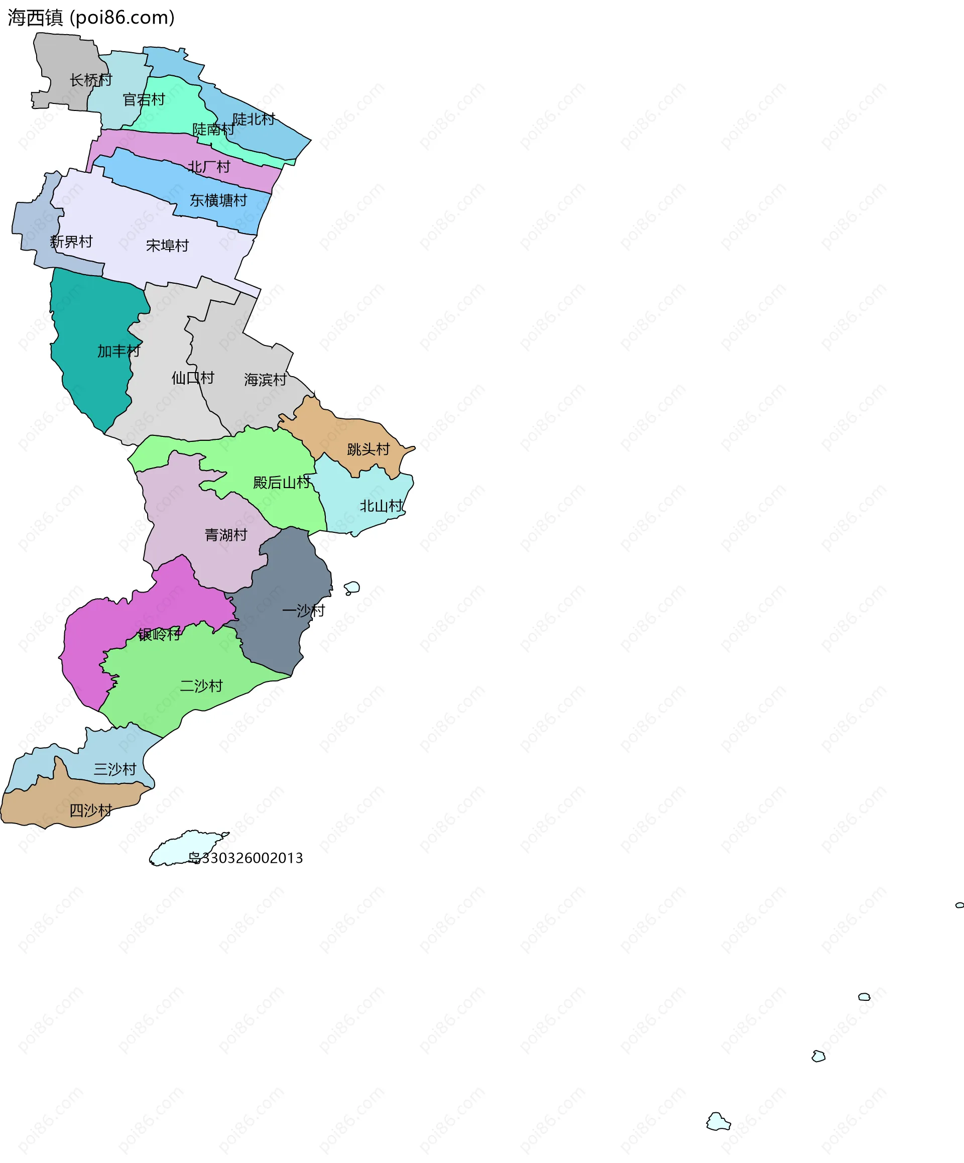 海西镇边界地图(五级行政区划)