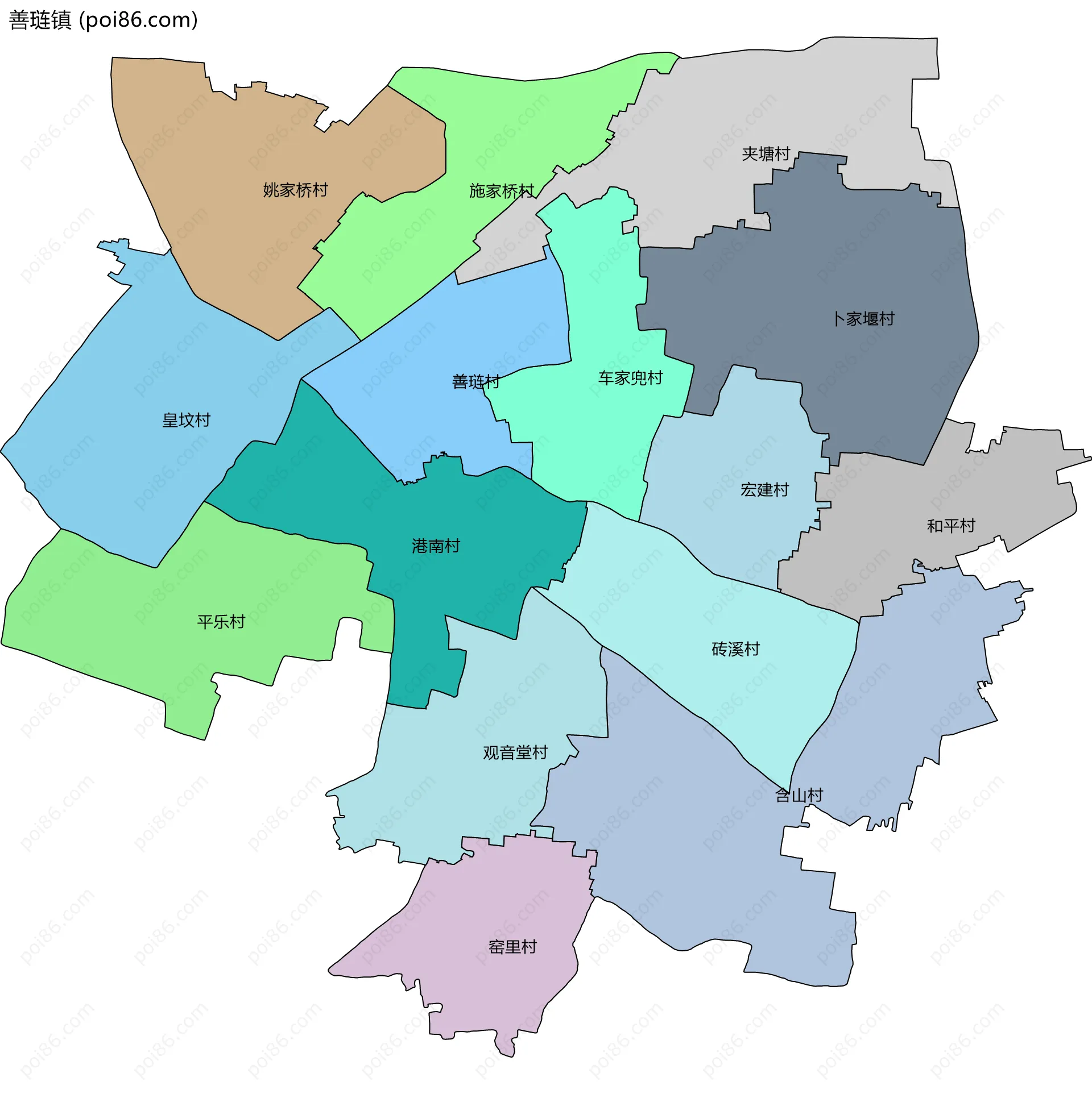 善琏镇边界地图(五级行政区划)