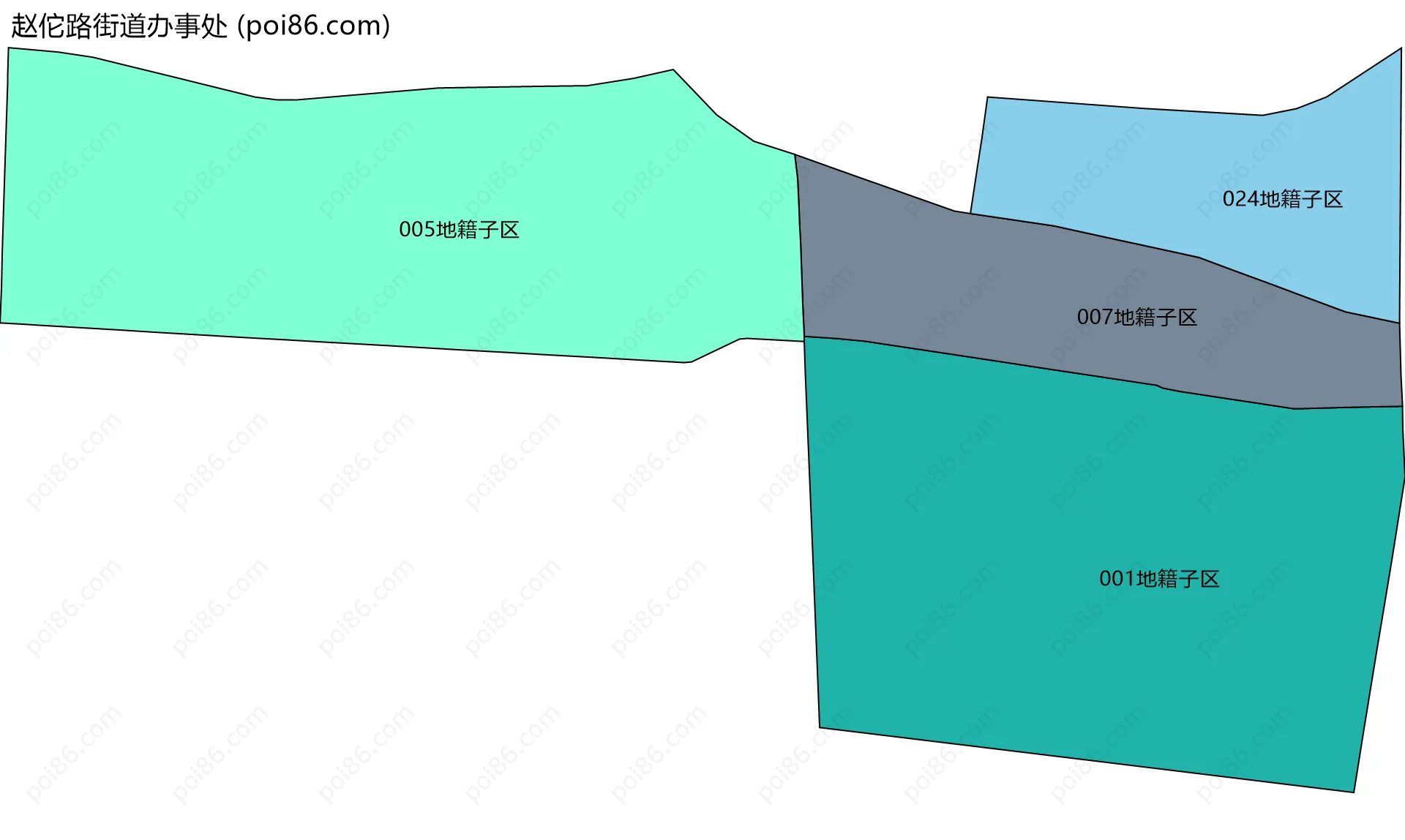 赵佗路街道办事处边界地图(五级行政区划)