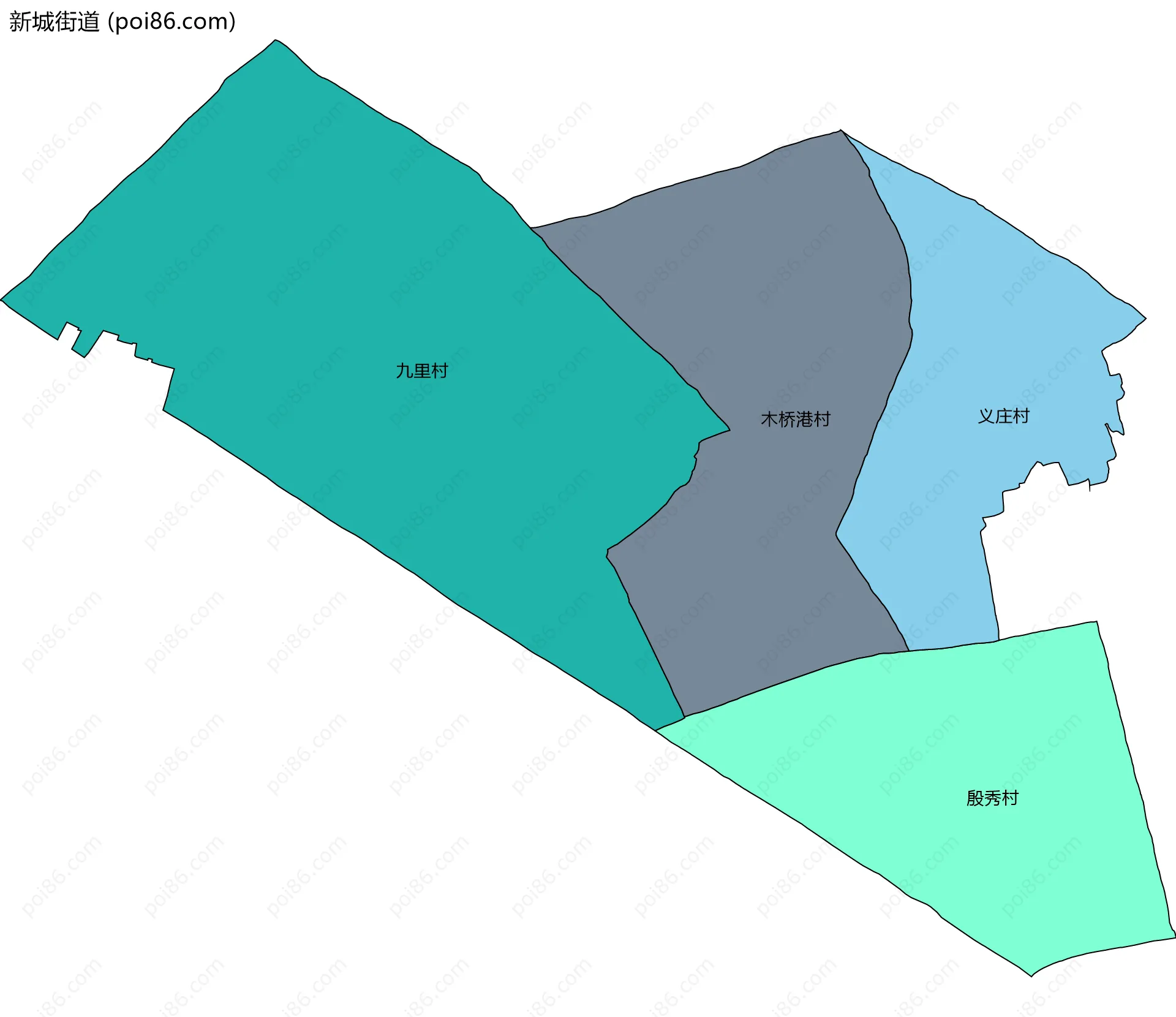 新城街道边界地图(五级行政区划)
