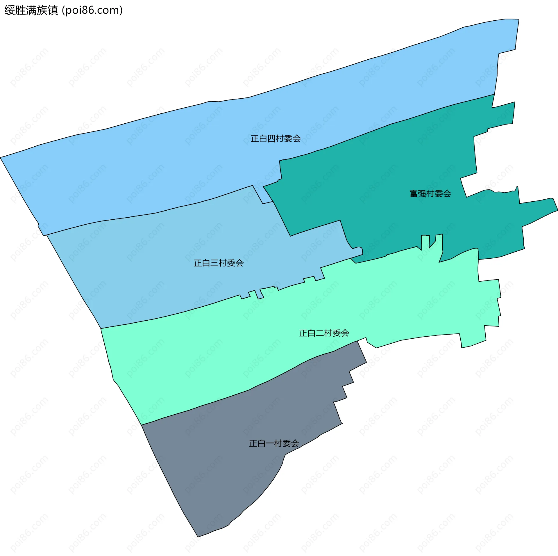 绥胜满族镇边界地图(五级行政区划)