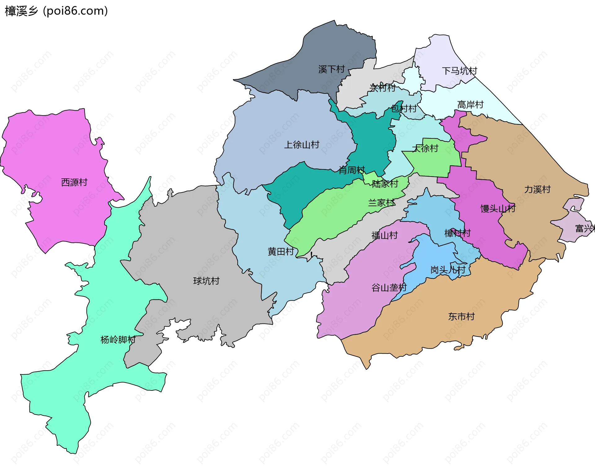 樟溪乡边界地图(五级行政区划)