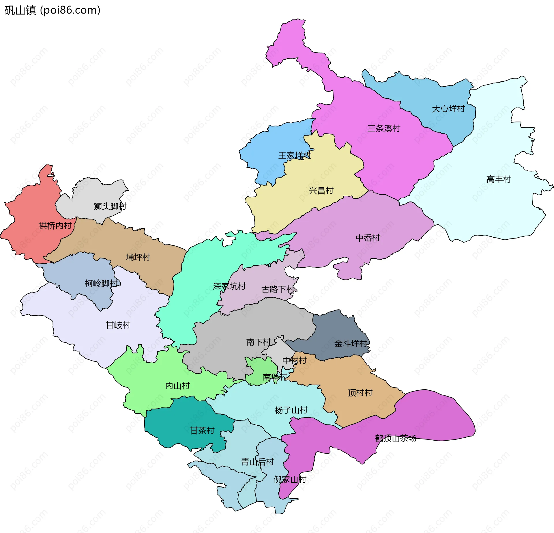 矾山镇边界地图(五级行政区划)
