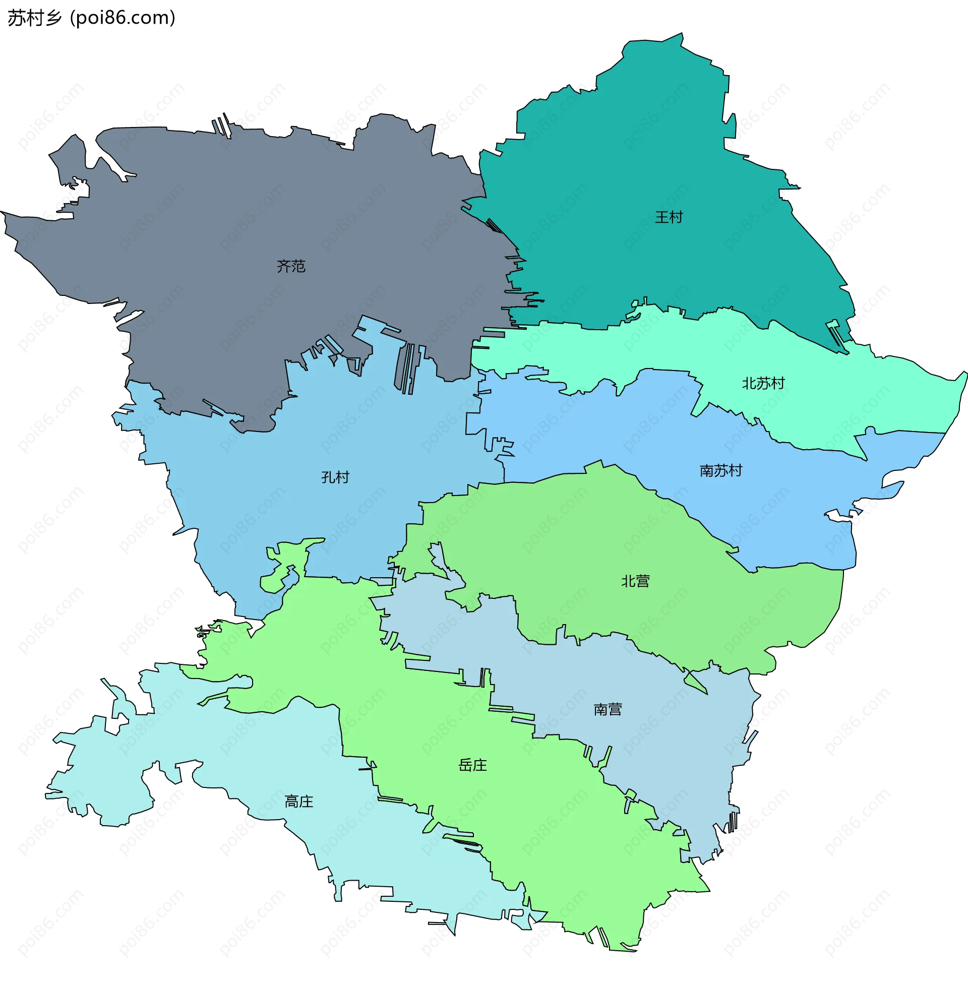 苏村乡边界地图(五级行政区划)