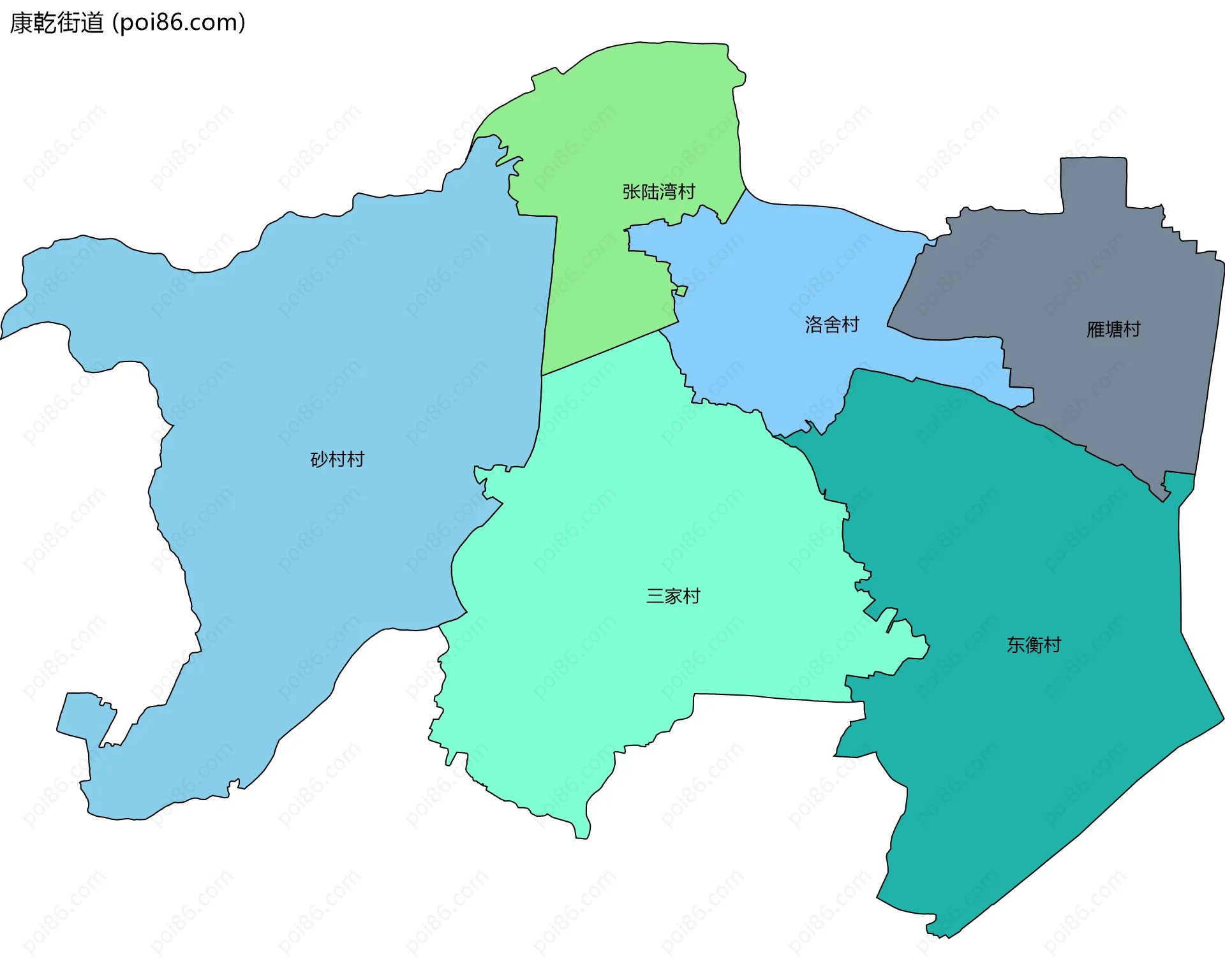 康乾街道边界地图(五级行政区划)