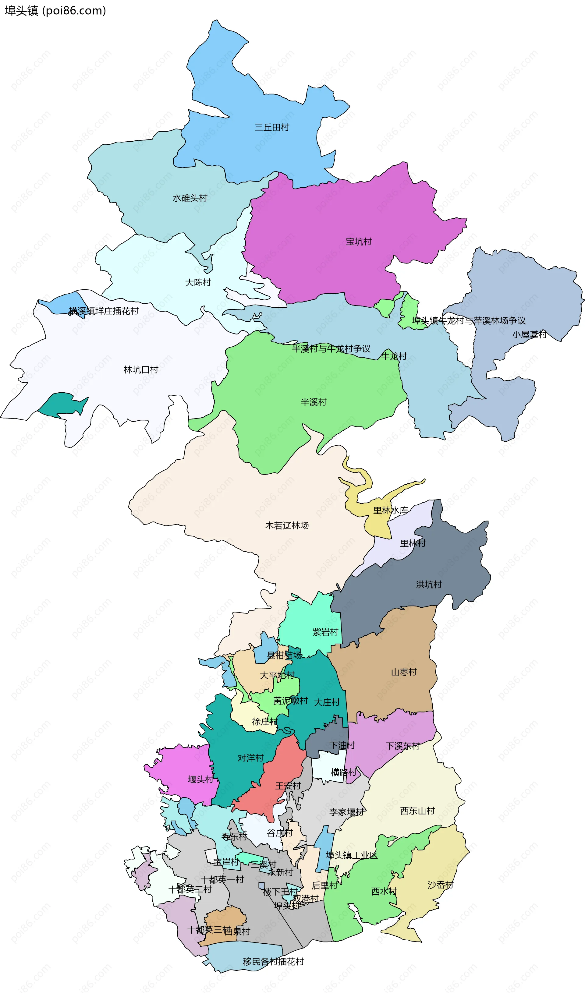 埠头镇边界地图(五级行政区划)