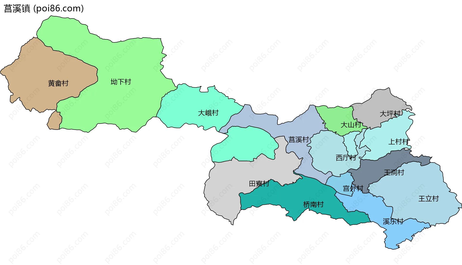 莒溪镇边界地图(五级行政区划)