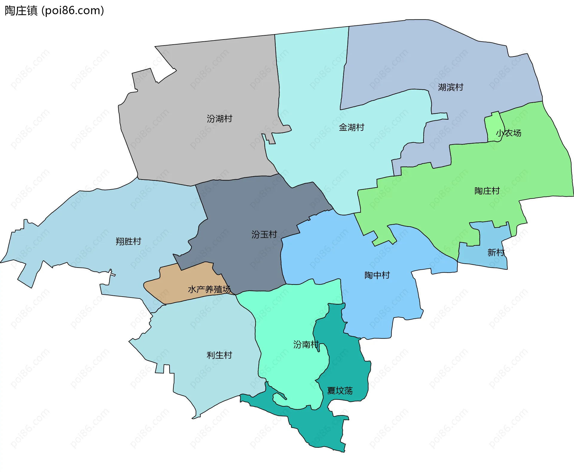陶庄镇边界地图(五级行政区划)