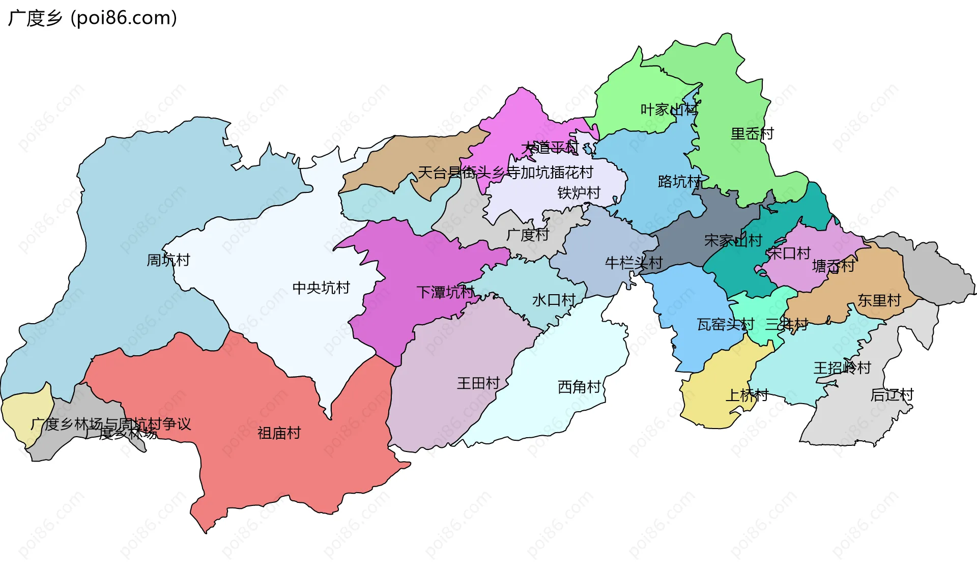 广度乡边界地图(五级行政区划)