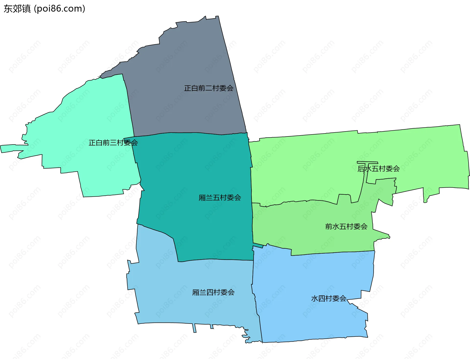 东郊镇边界地图(五级行政区划)