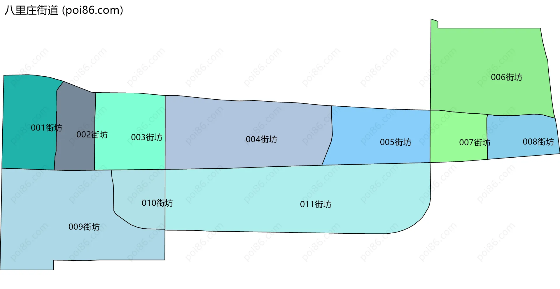 八里庄街道边界地图(五级行政区划)