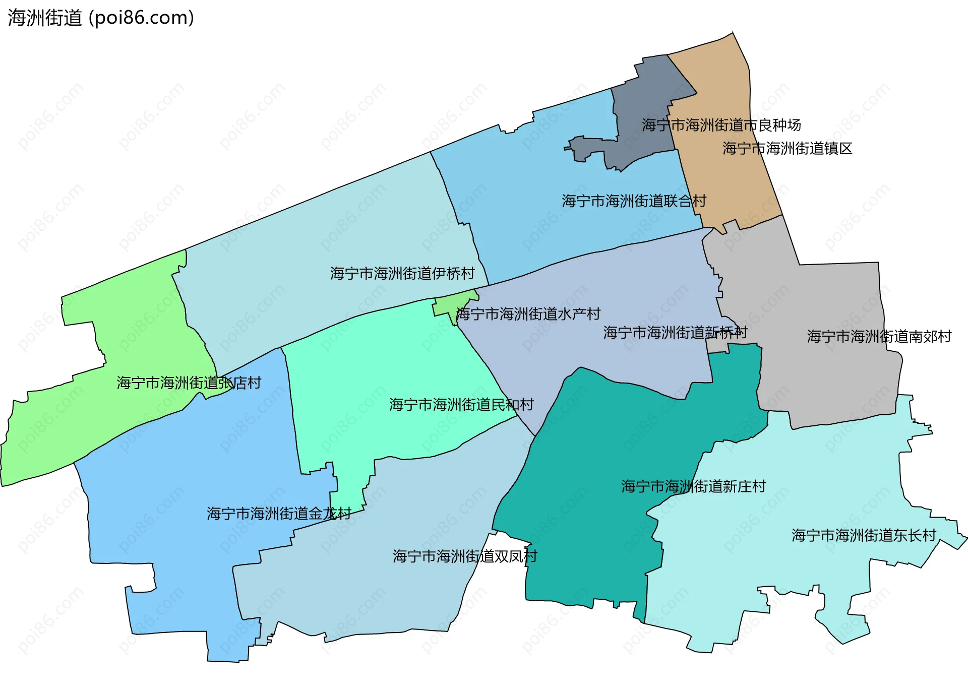 海洲街道边界地图(五级行政区划)