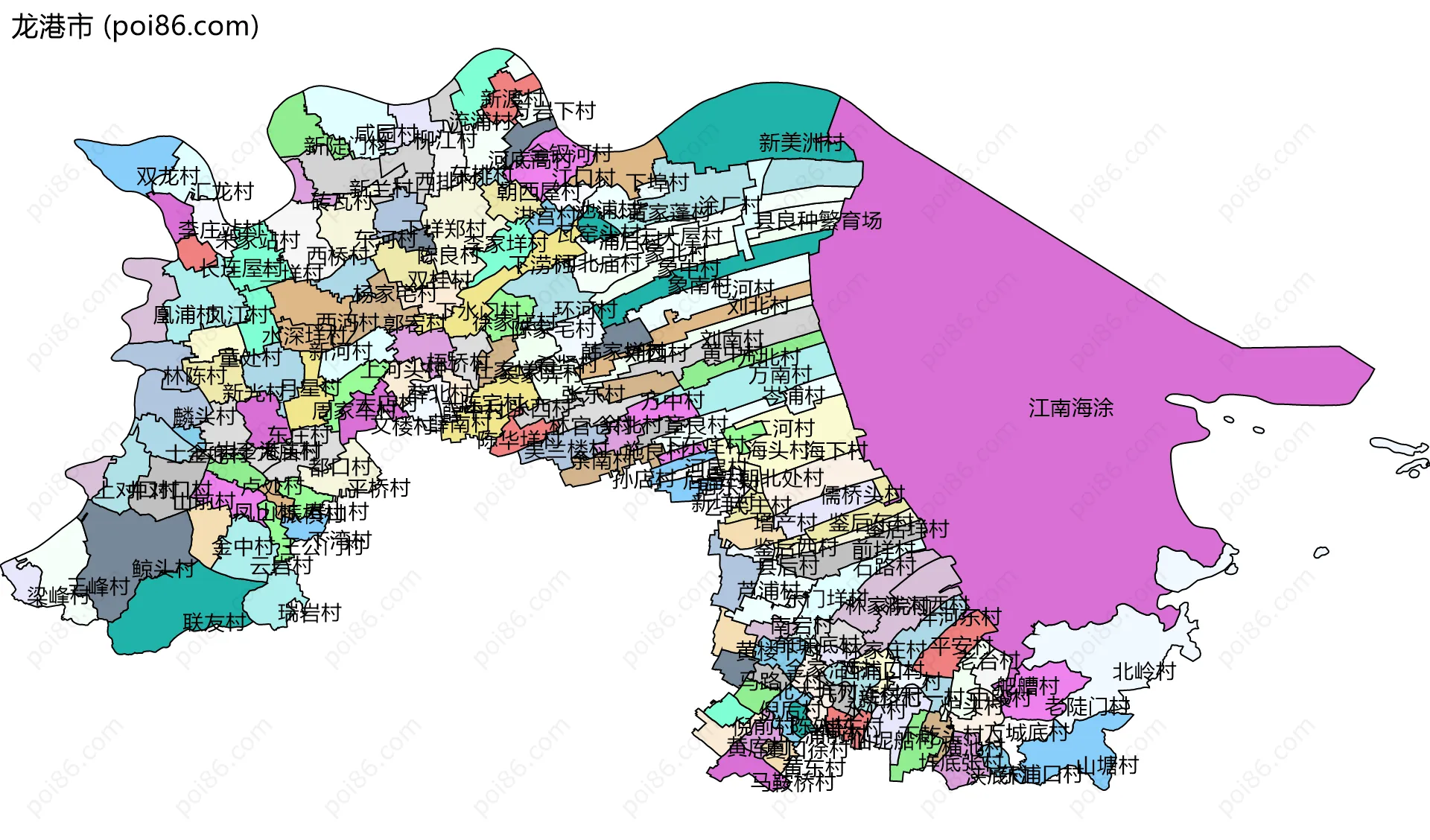 龙港市边界地图(五级行政区划)