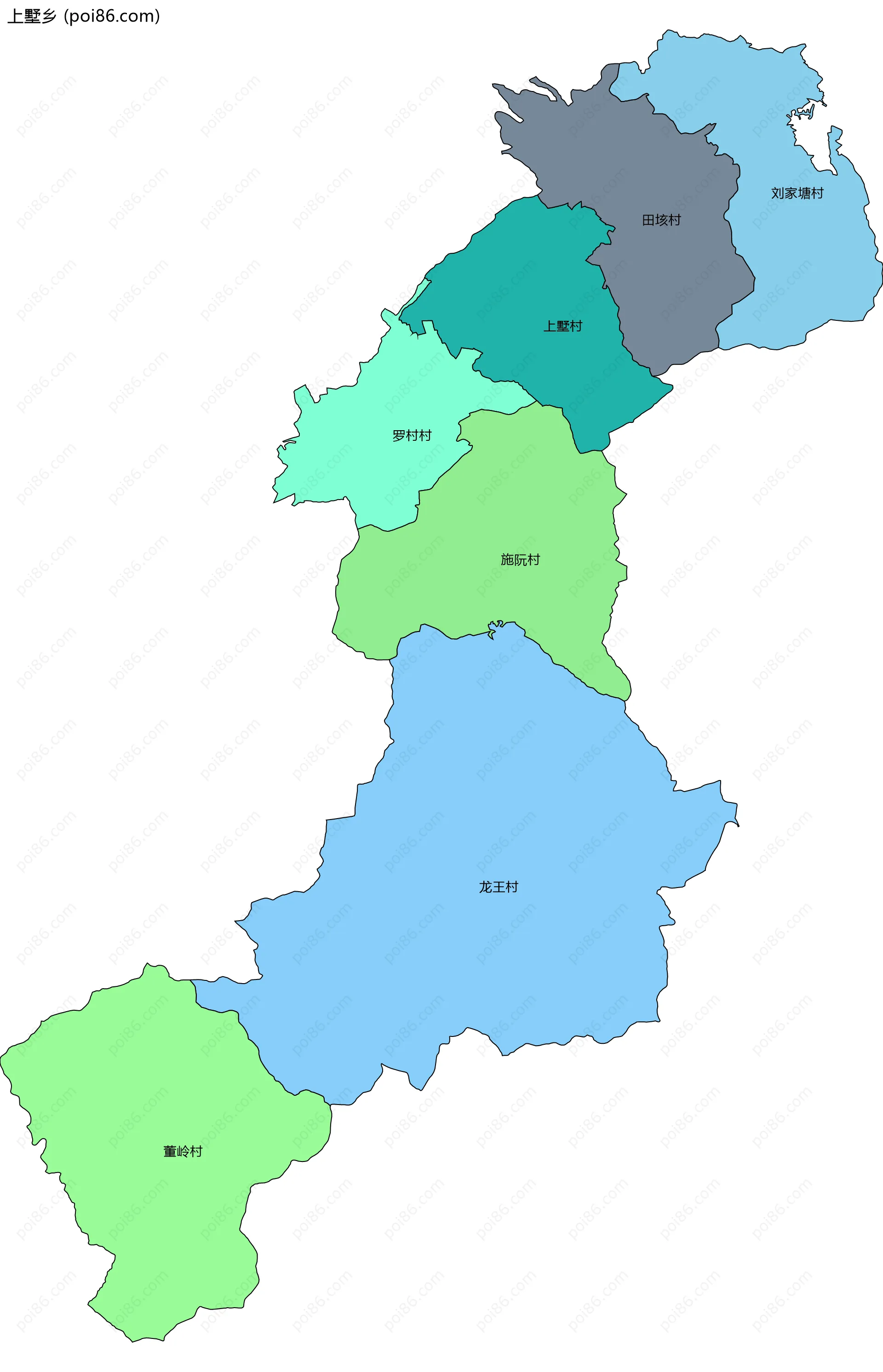 上墅乡边界地图(五级行政区划)