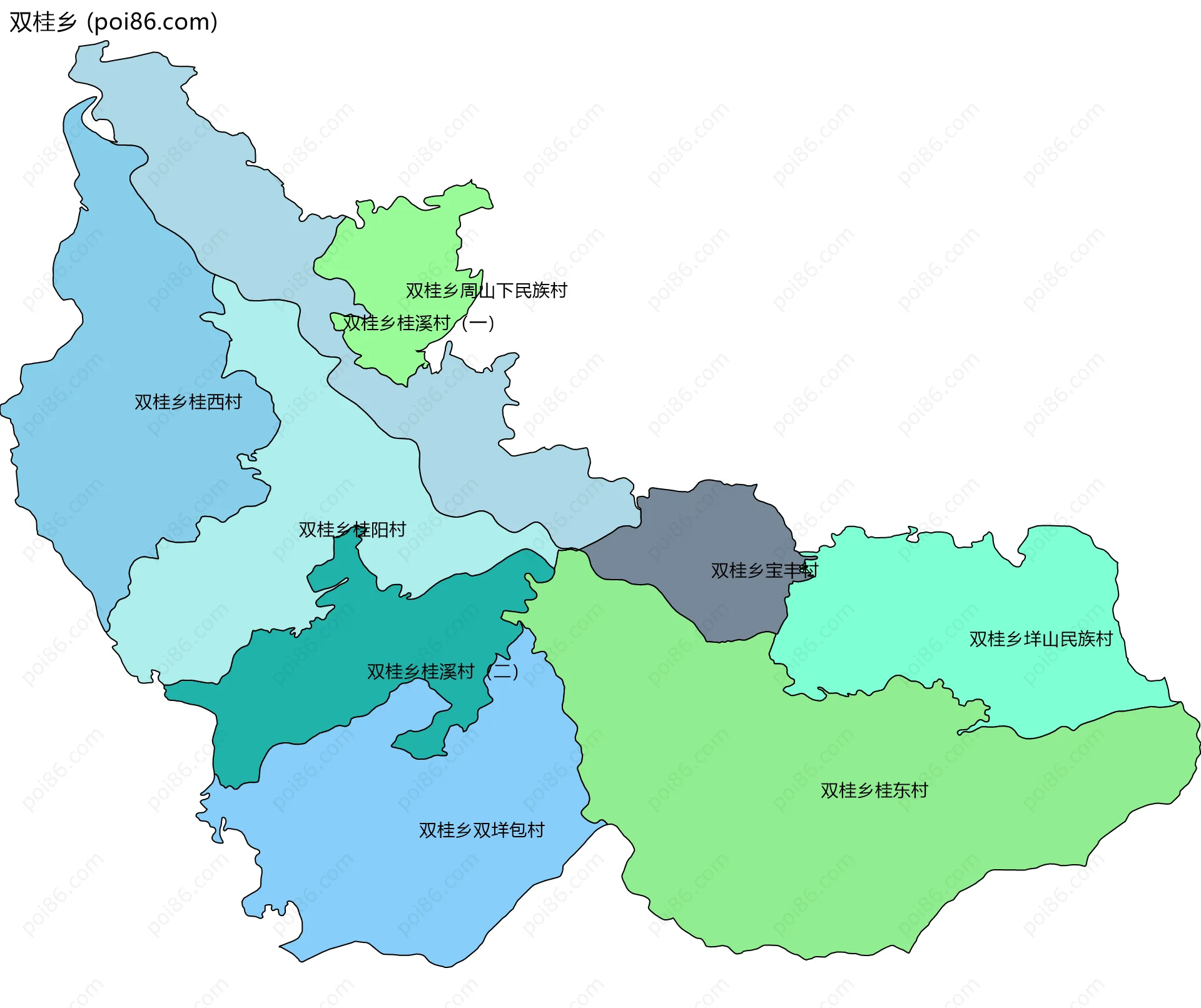 双桂乡边界地图(五级行政区划)