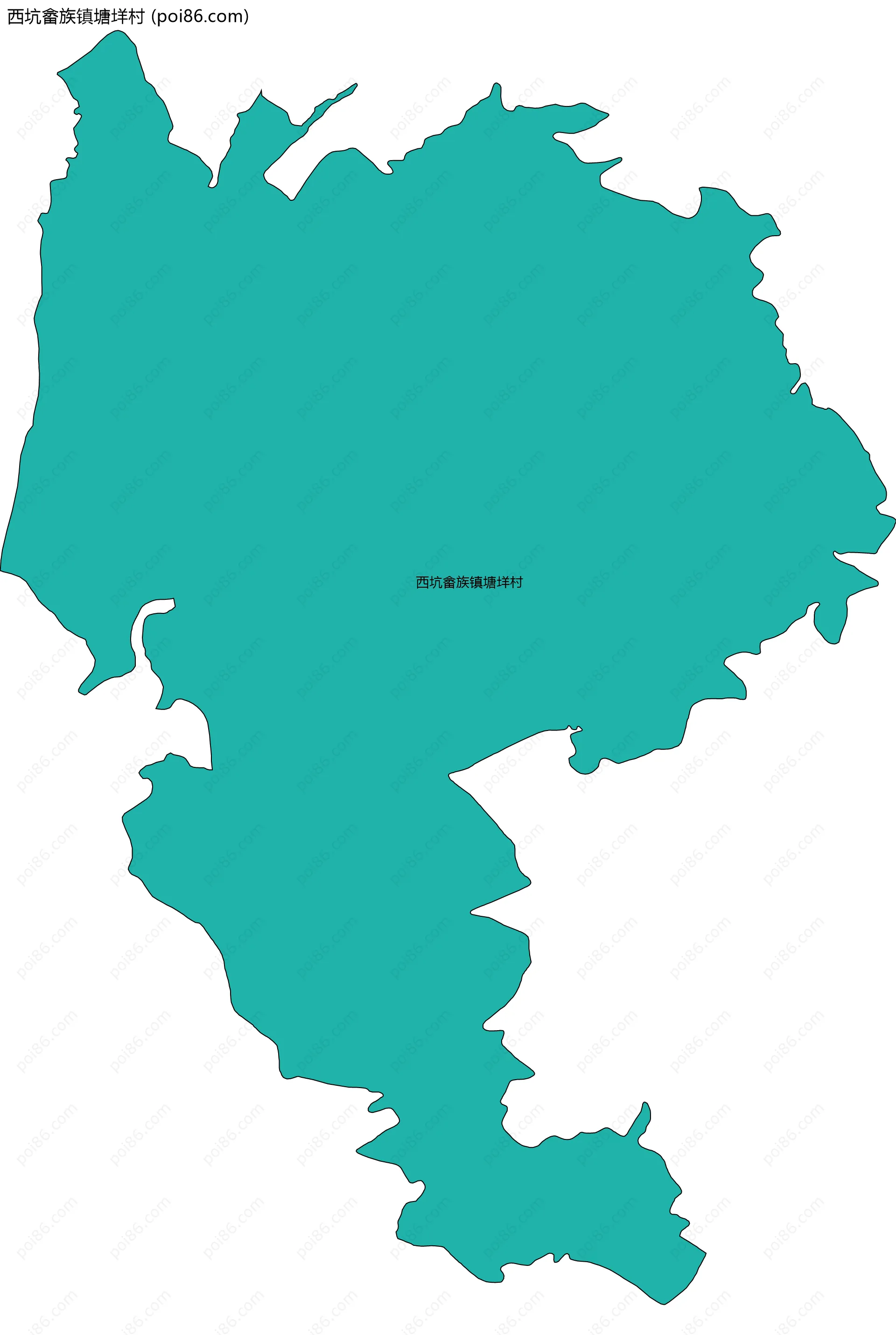 西坑畲族镇塘垟村边界地图