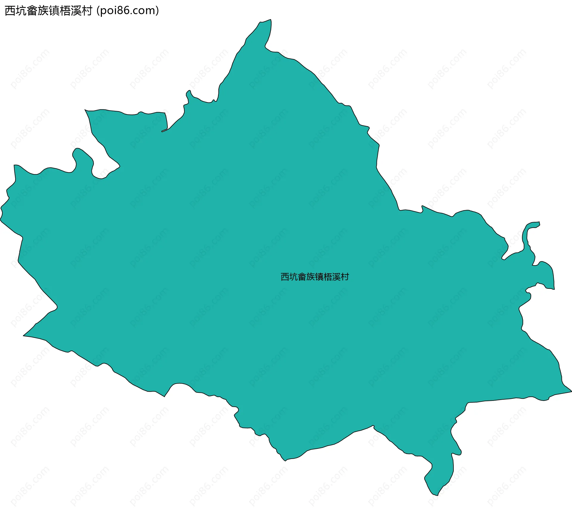 西坑畲族镇梧溪村边界地图