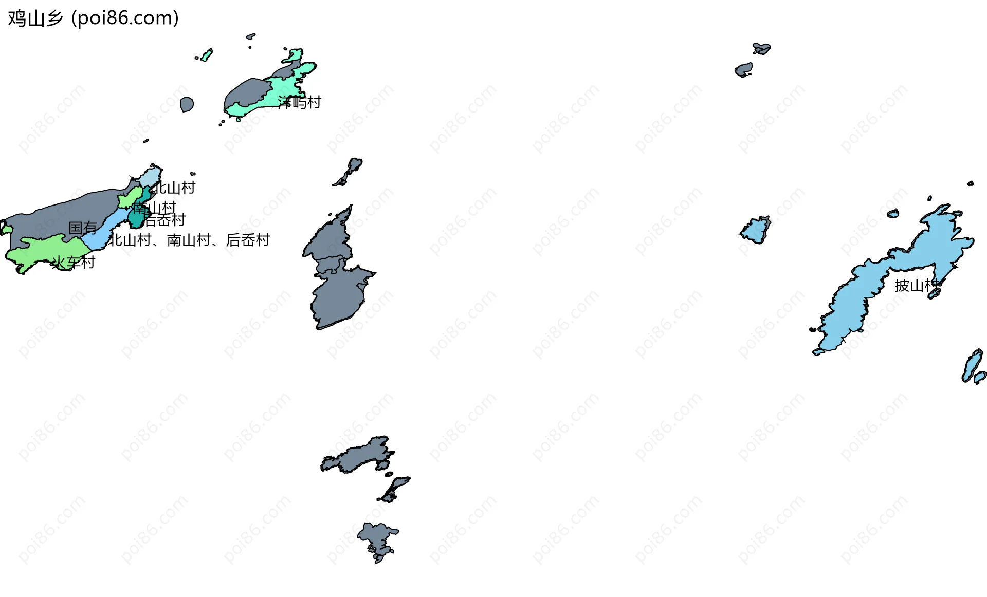 鸡山乡边界地图(五级行政区划)