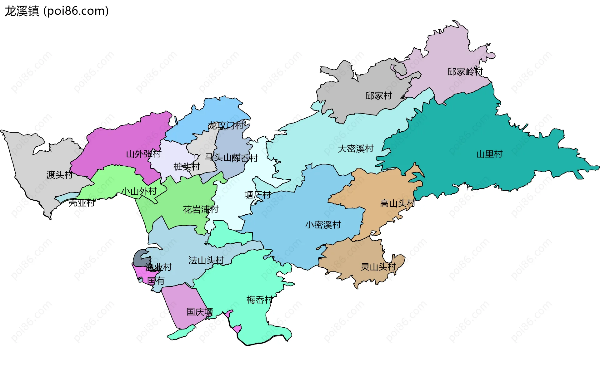 龙溪镇边界地图(五级行政区划)