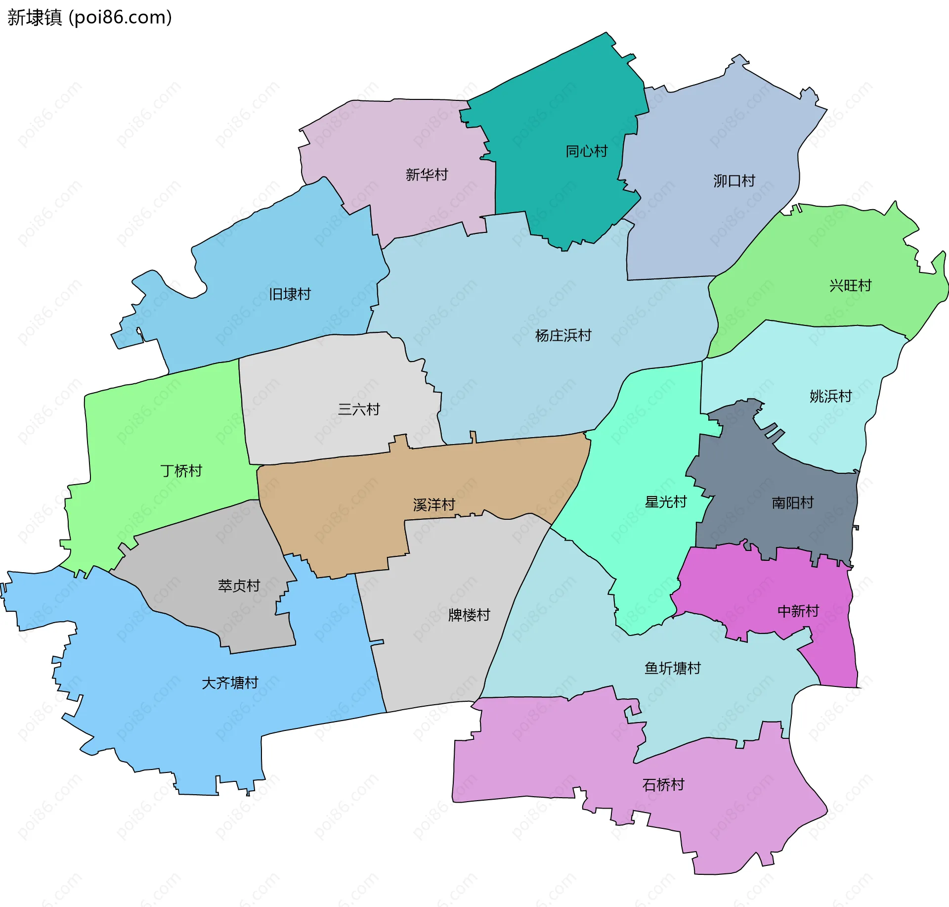 新埭镇边界地图(五级行政区划)