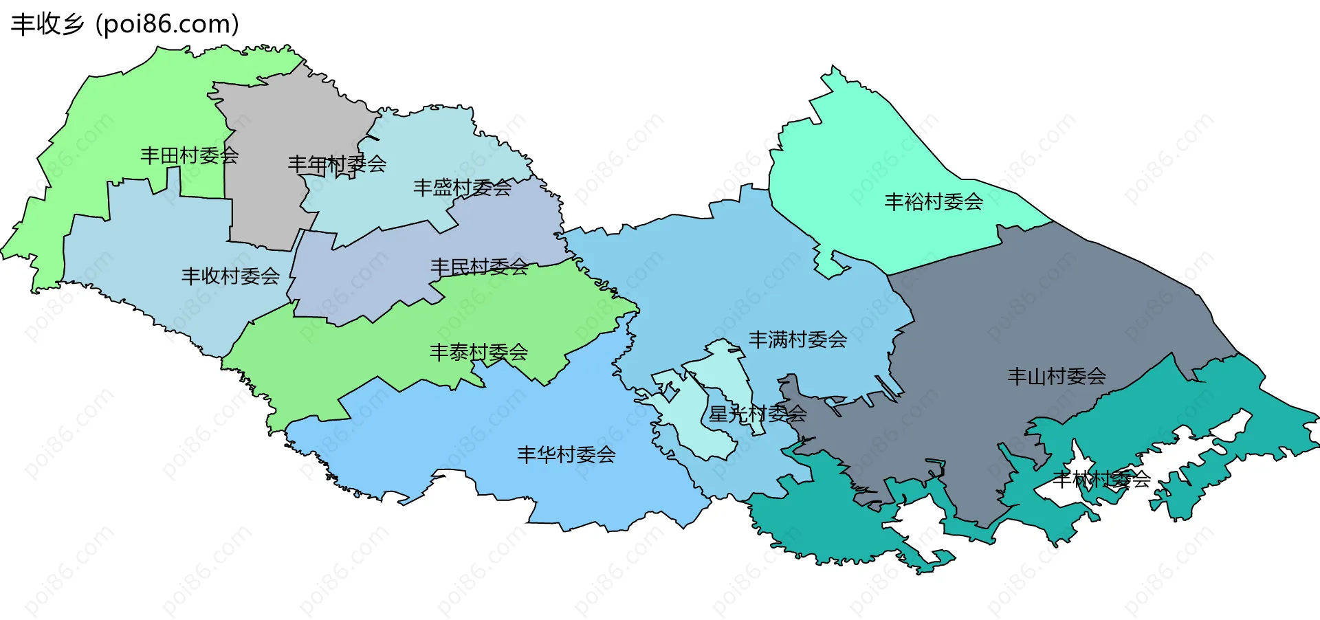 丰收乡边界地图(五级行政区划)