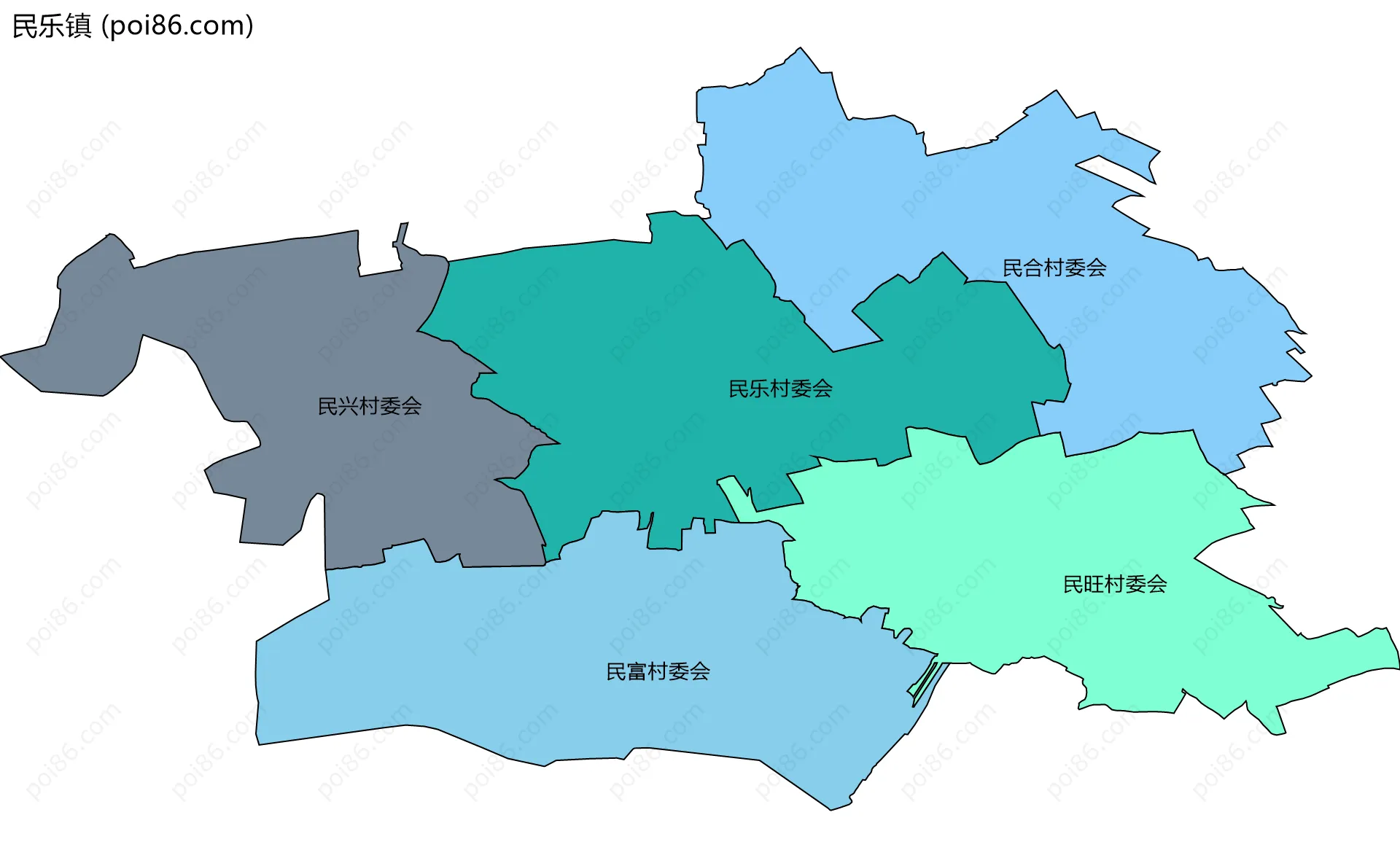 民乐镇边界地图(五级行政区划)