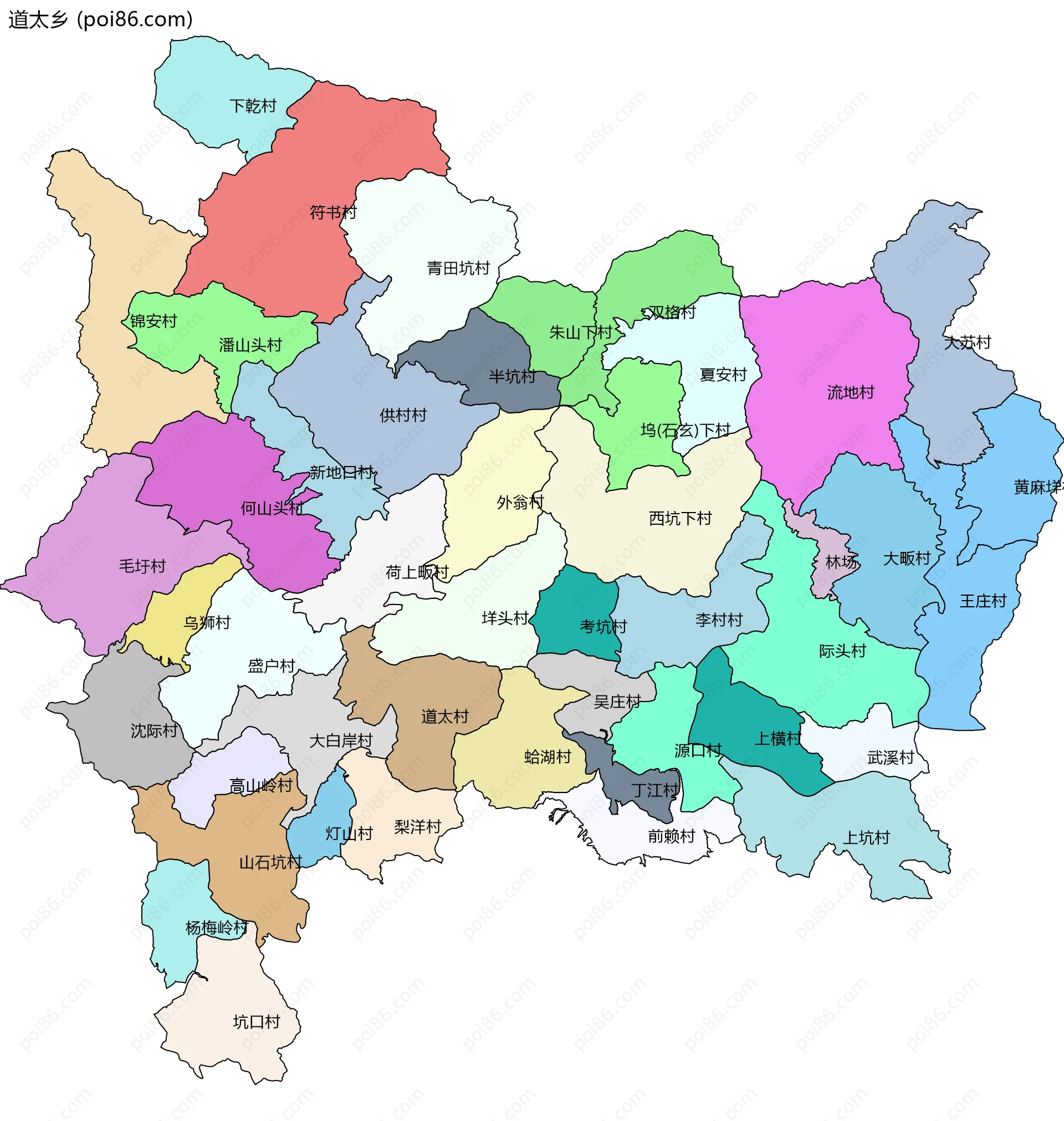 道太乡边界地图(五级行政区划)