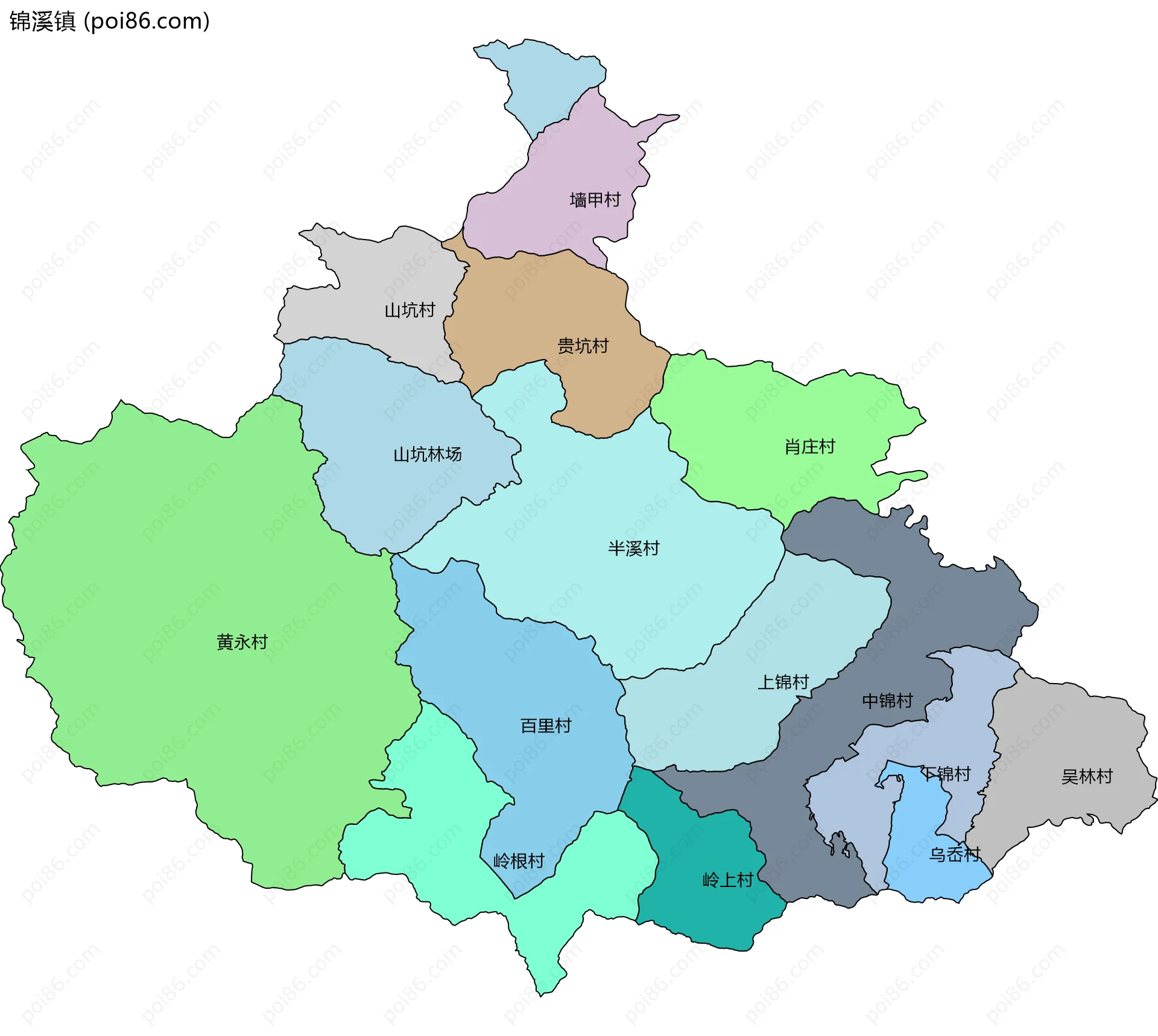 锦溪镇边界地图(五级行政区划)