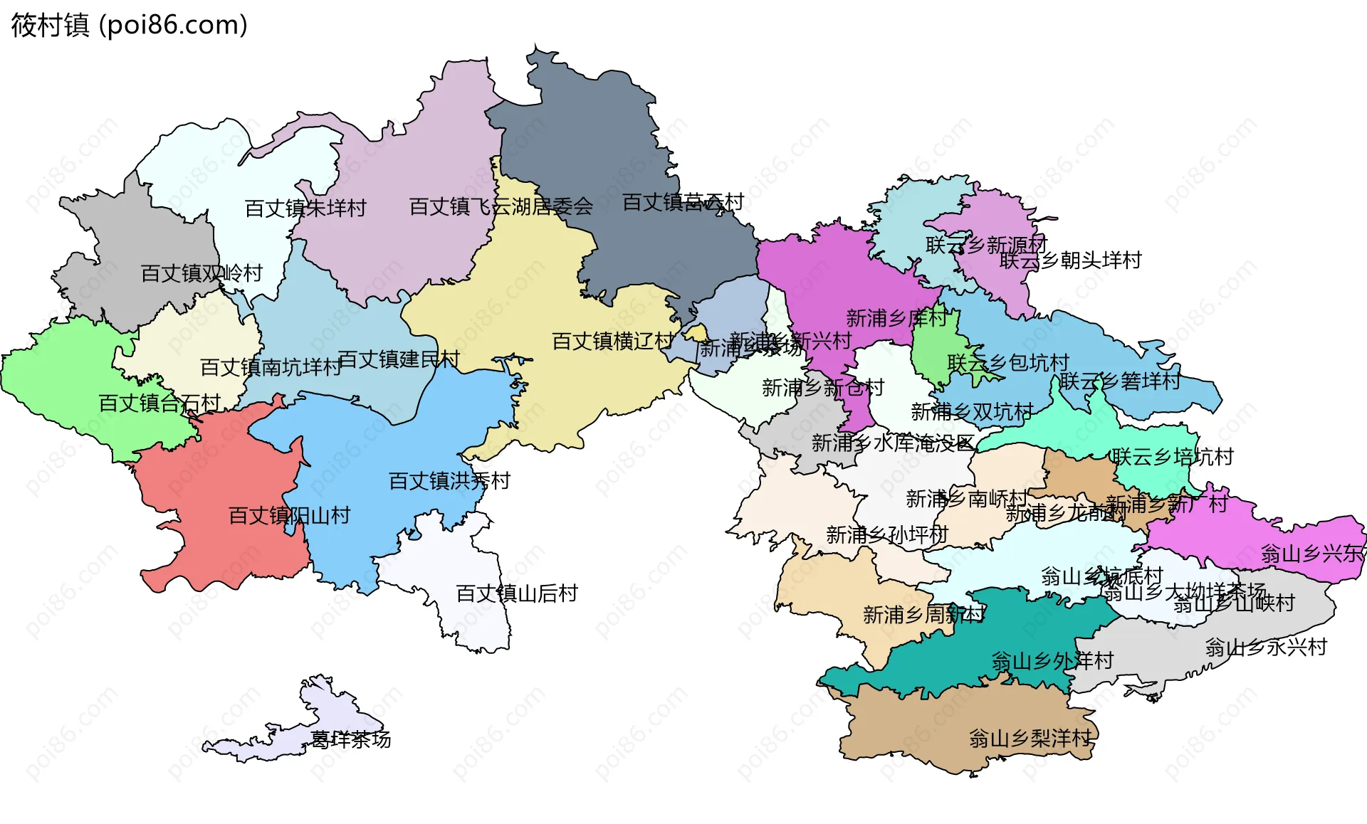 筱村镇边界地图(五级行政区划)