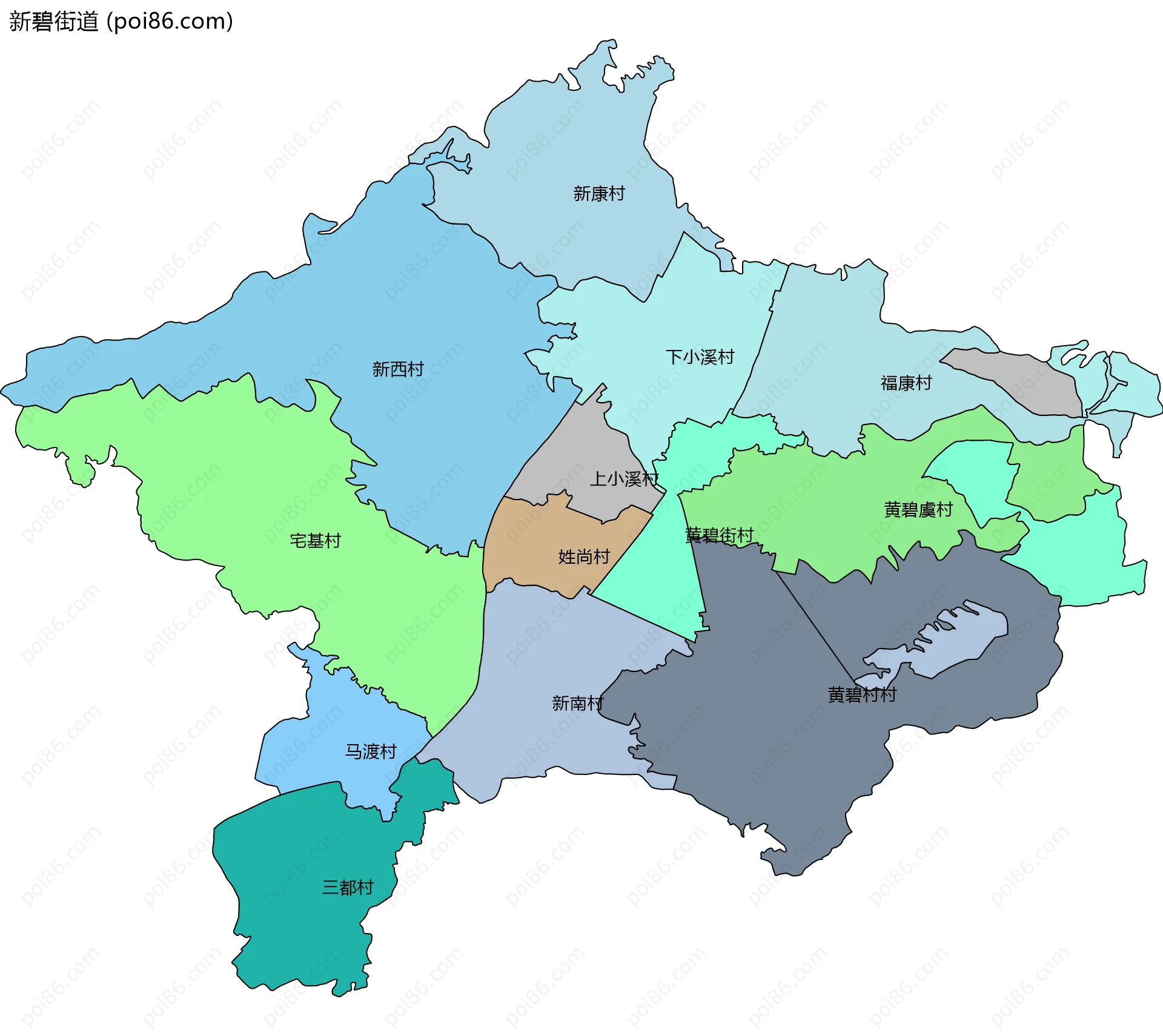新碧街道边界地图(五级行政区划)