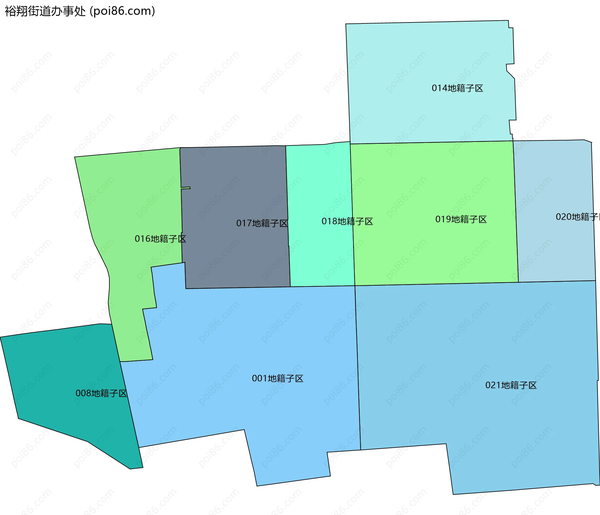 裕翔街道办事处边界地图(五级行政区划)
