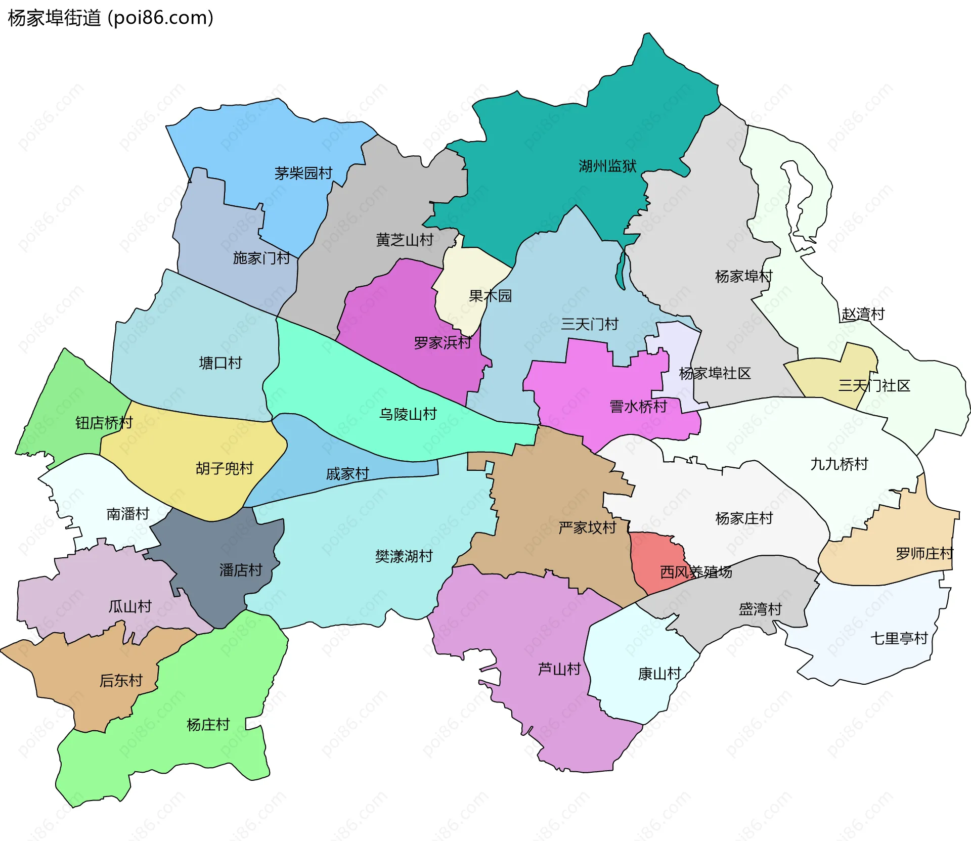 杨家埠街道边界地图(五级行政区划)