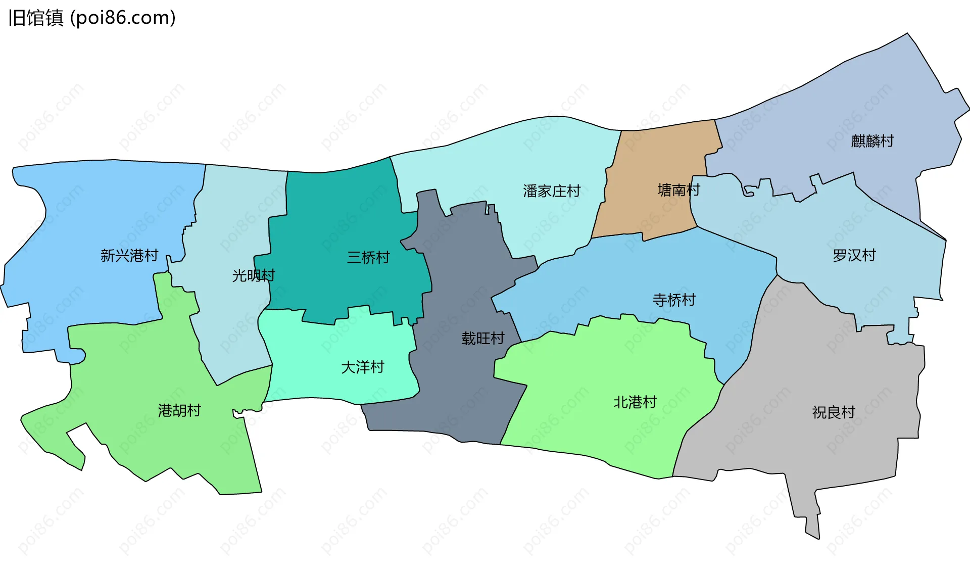 旧馆镇边界地图(五级行政区划)