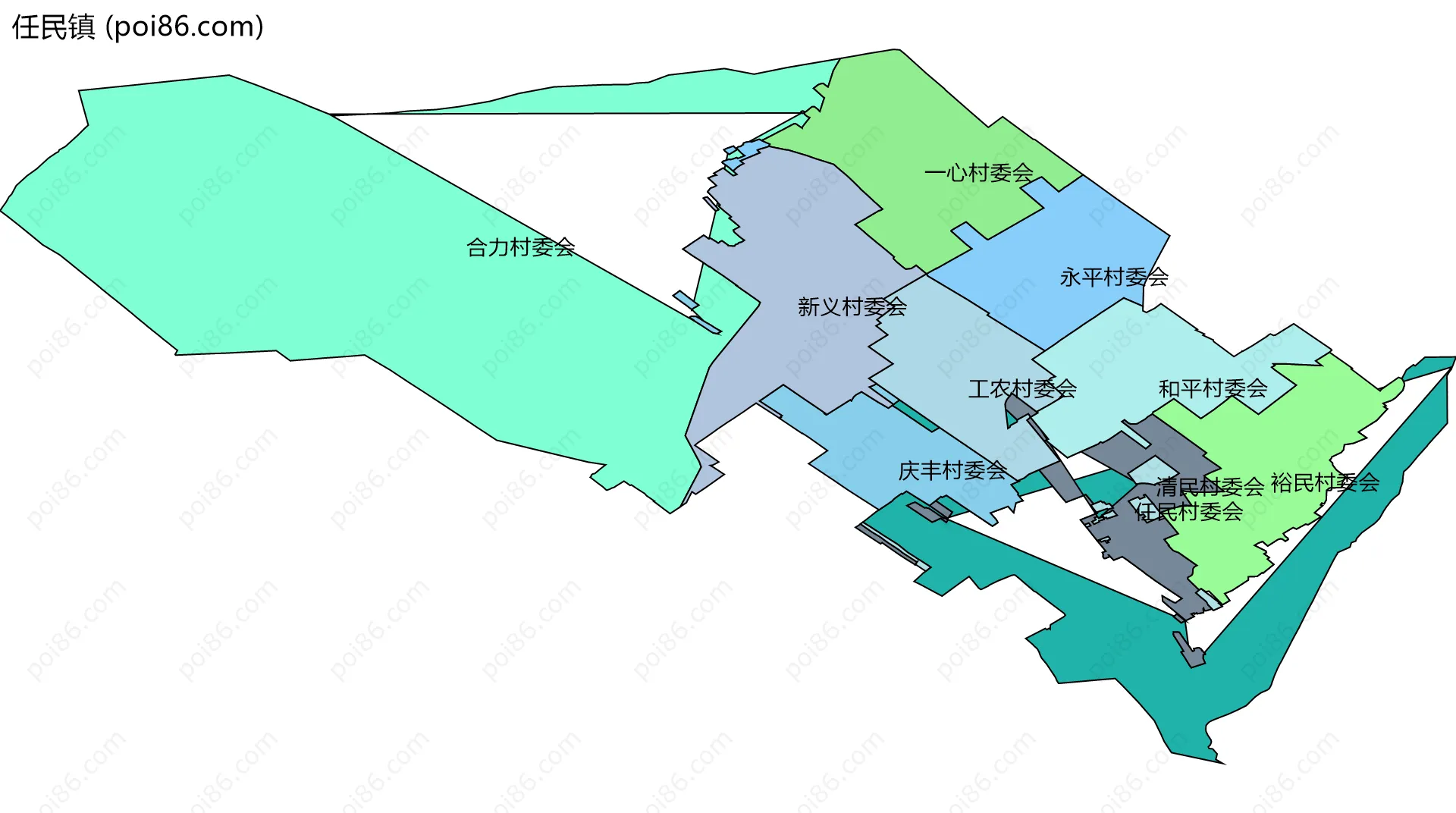 任民镇边界地图(五级行政区划)