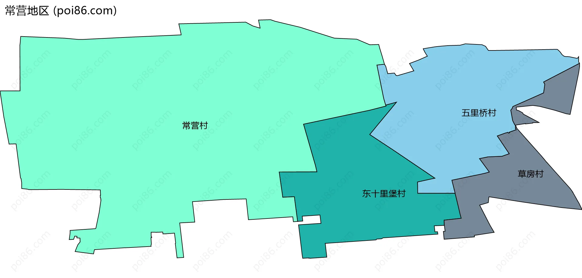 常营地区边界地图(五级行政区划)