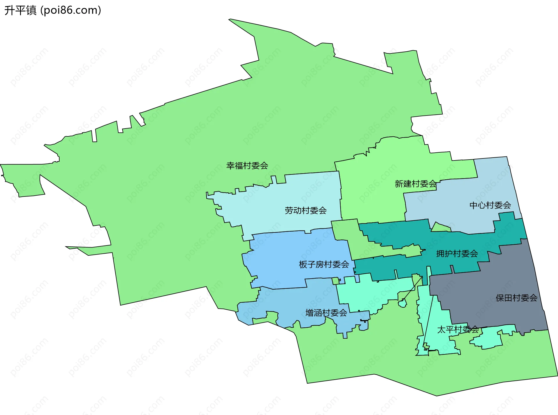 升平镇边界地图(五级行政区划)