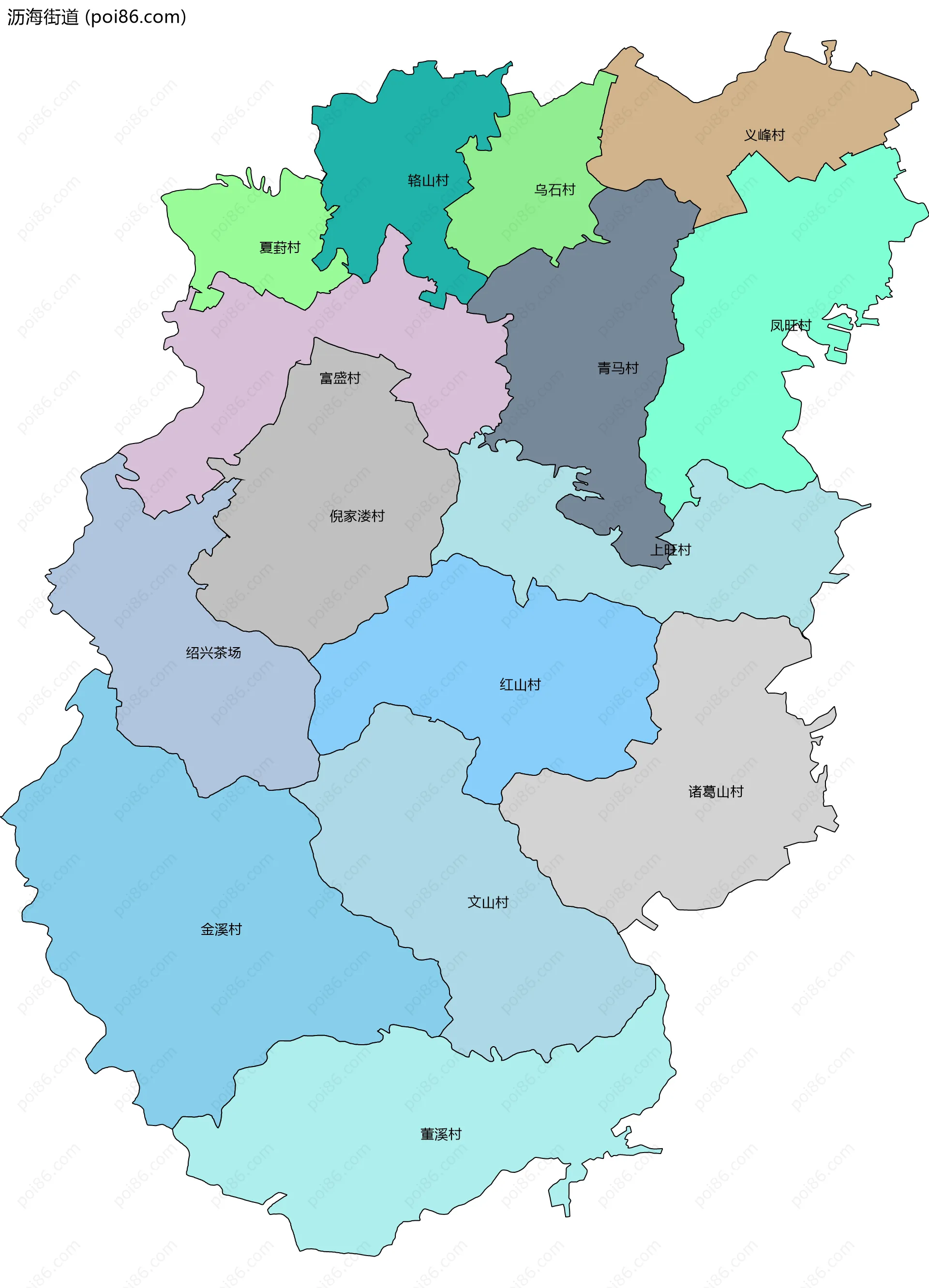 沥海街道边界地图(五级行政区划)