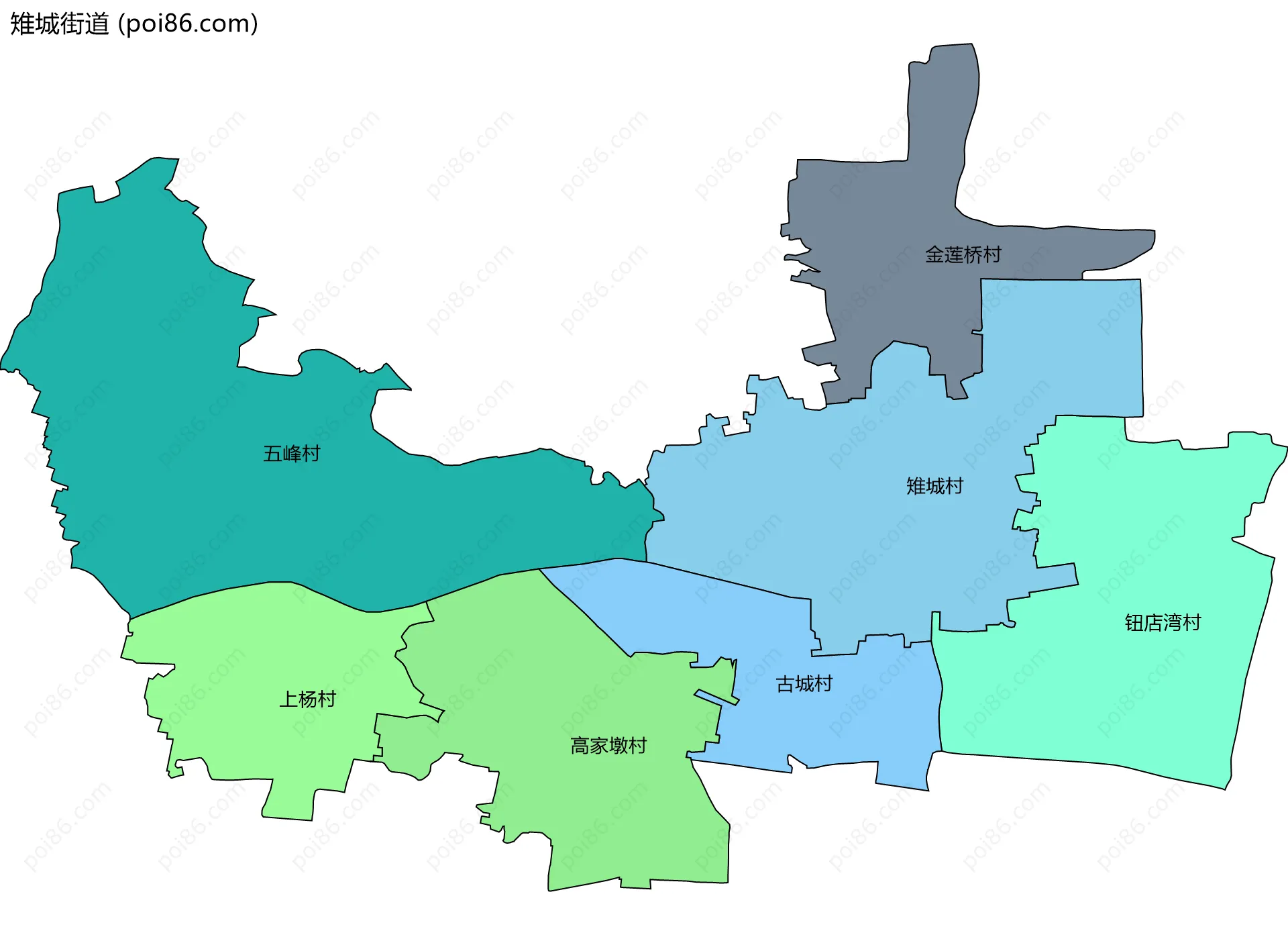 雉城街道边界地图(五级行政区划)