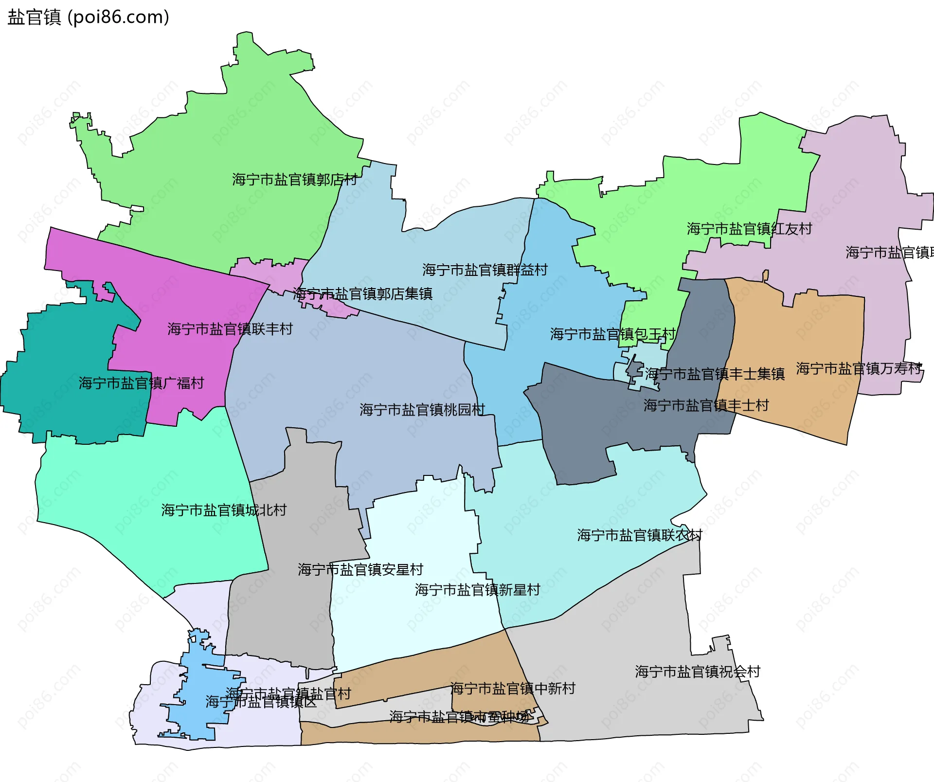 盐官镇边界地图(五级行政区划)