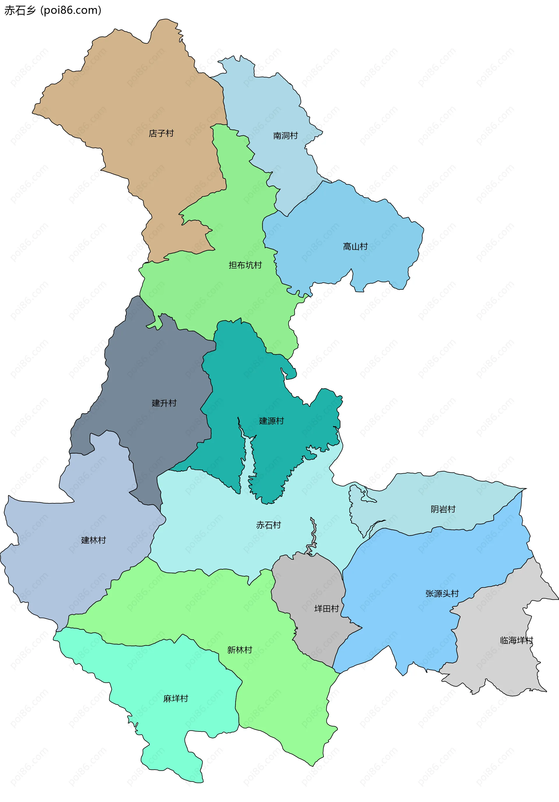 赤石乡边界地图(五级行政区划)