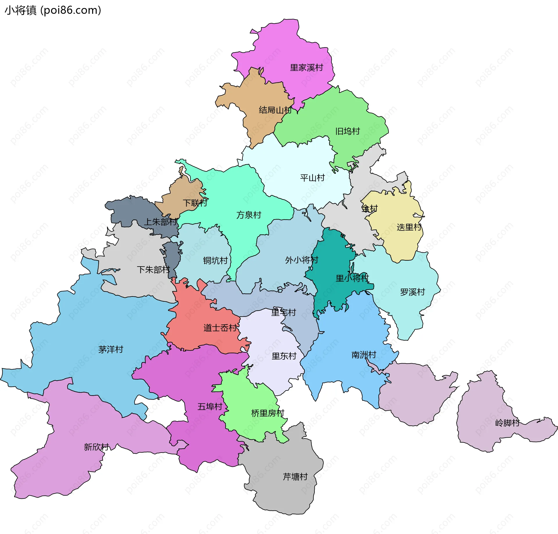 小将镇边界地图(五级行政区划)