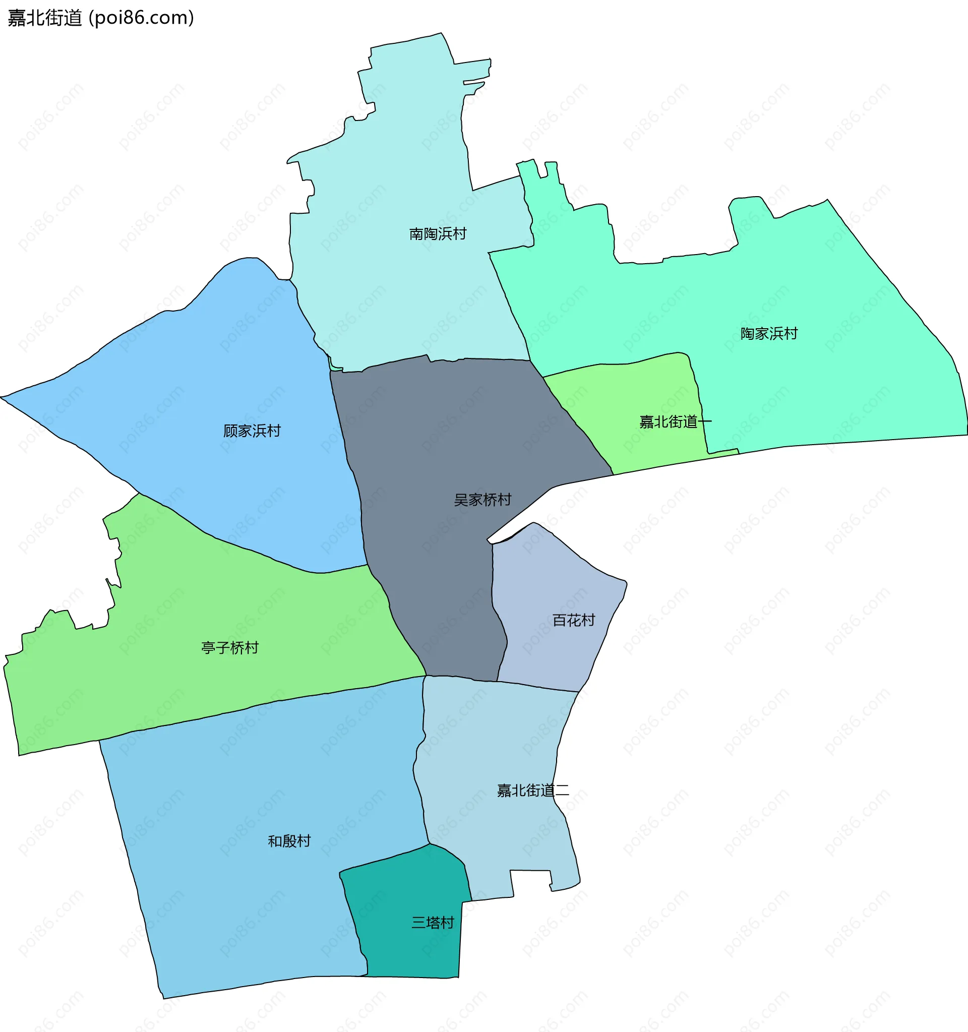 嘉北街道边界地图(五级行政区划)