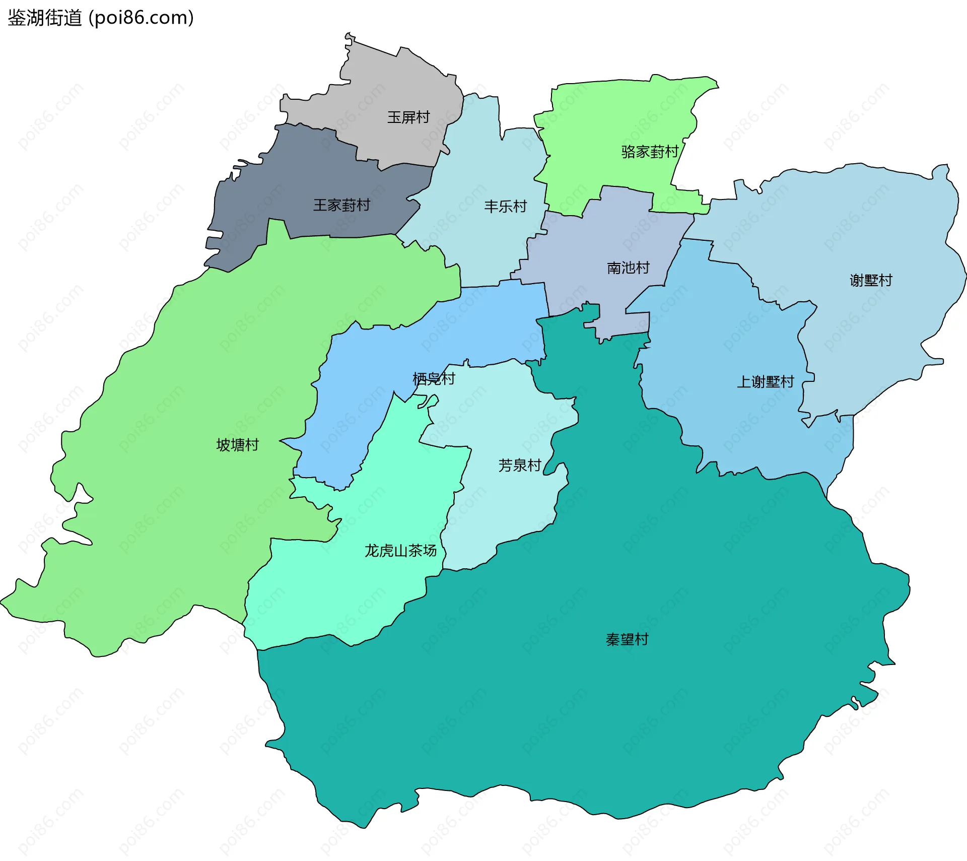鉴湖街道边界地图(五级行政区划)