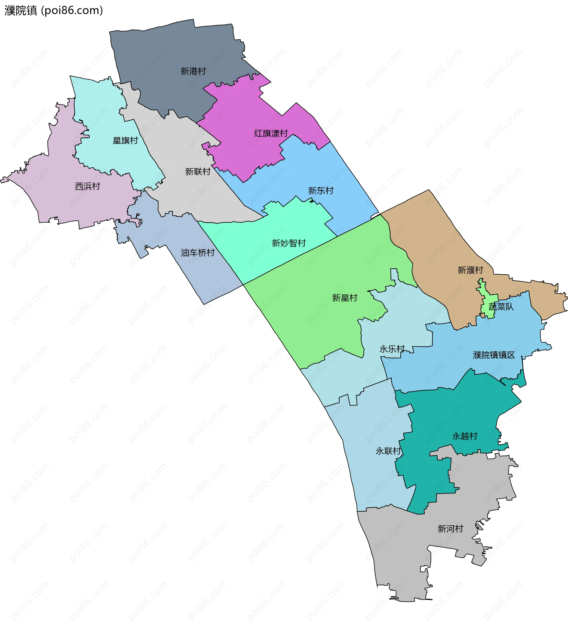 濮院镇边界地图(五级行政区划)