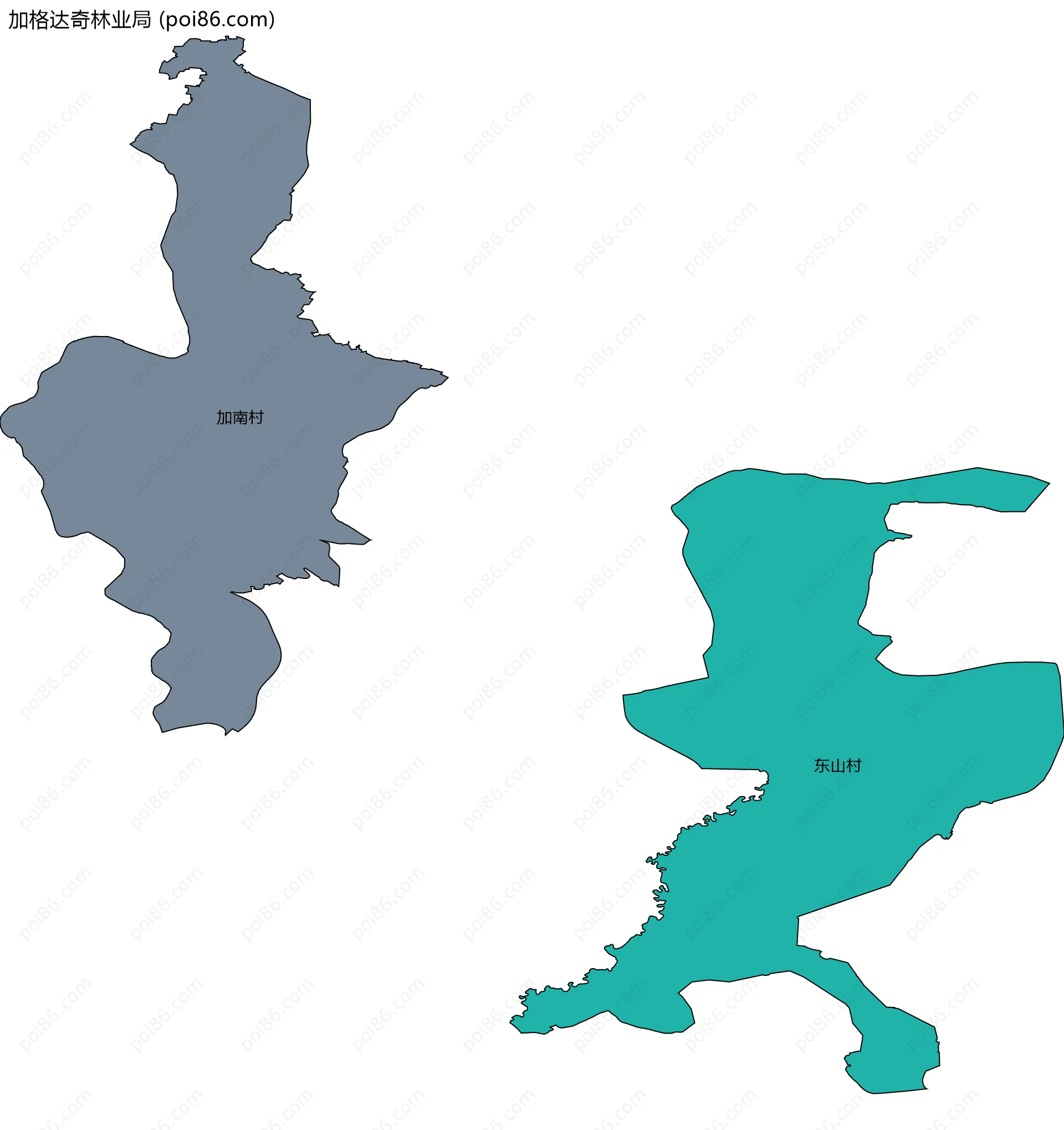 加格达奇林业局边界地图(五级行政区划)