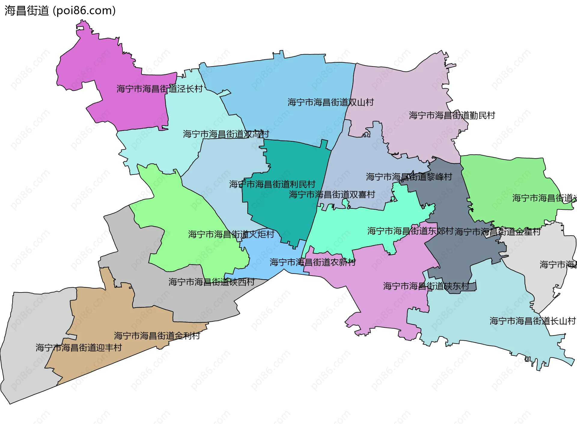 海昌街道边界地图(五级行政区划)