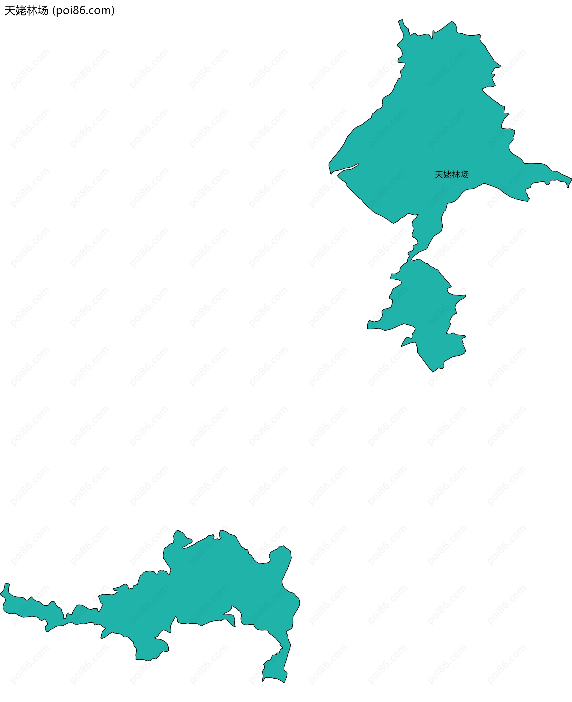 天姥林场边界地图(五级行政区划)