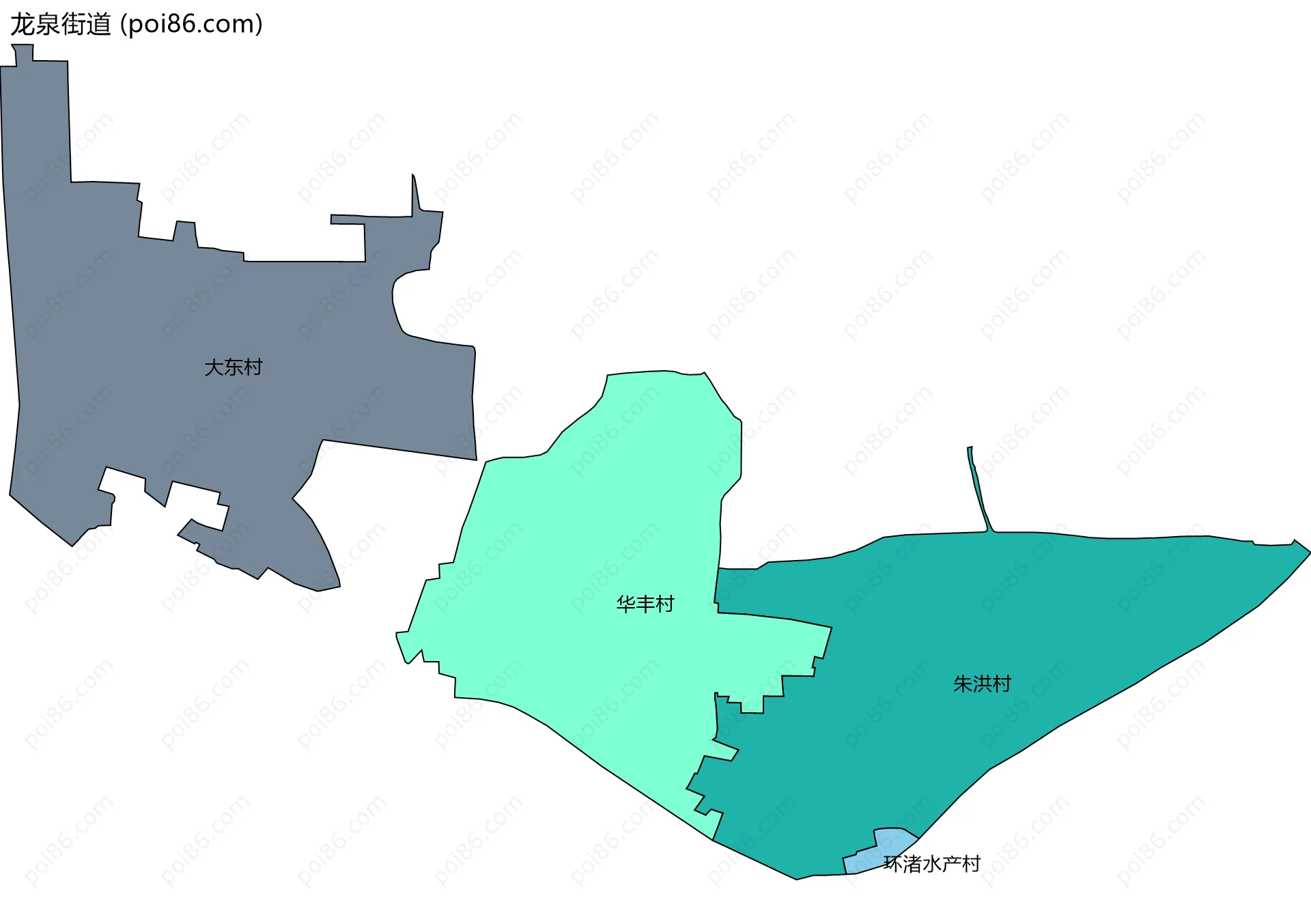 龙泉街道边界地图(五级行政区划)