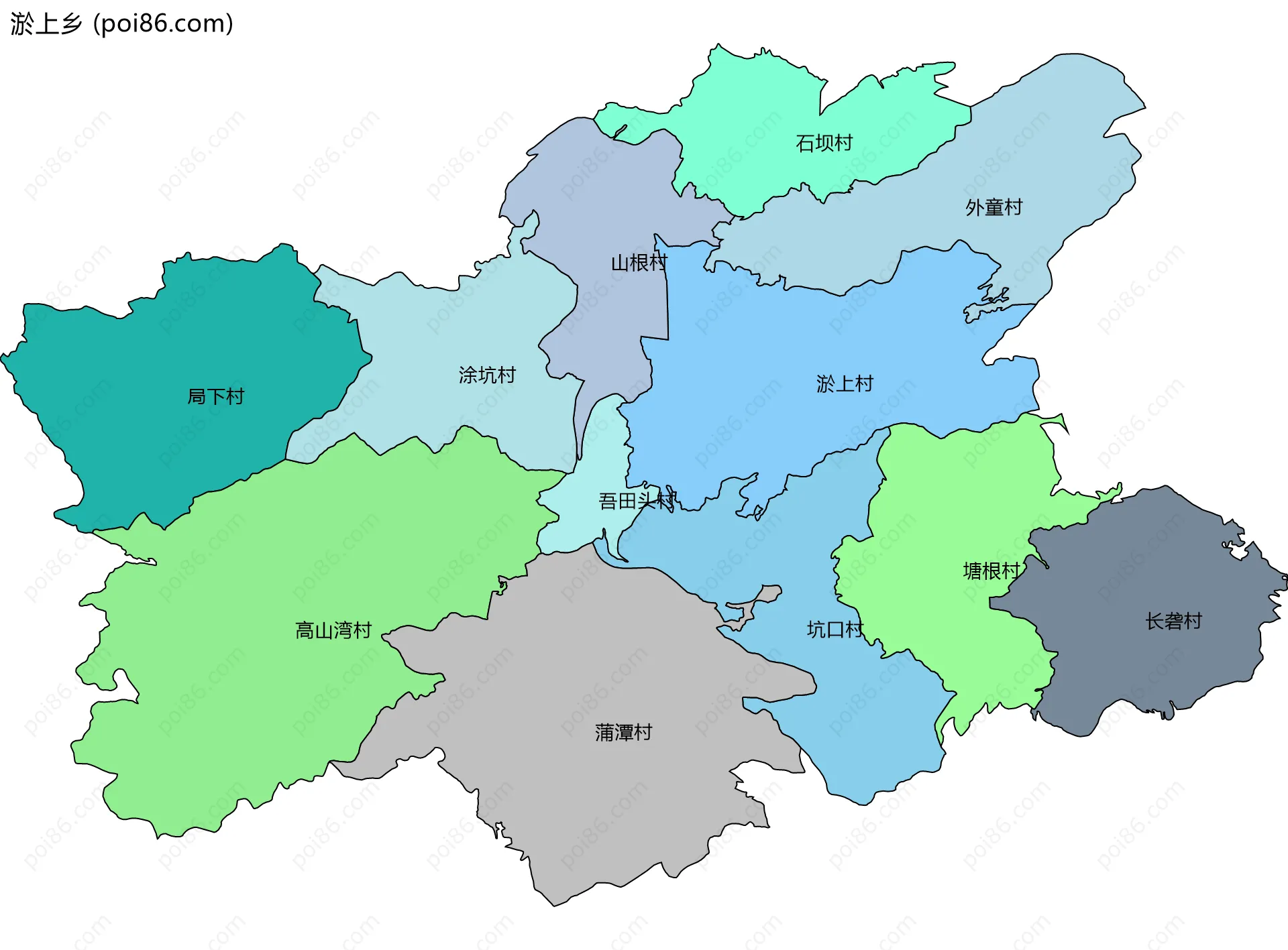 淤上乡边界地图(五级行政区划)