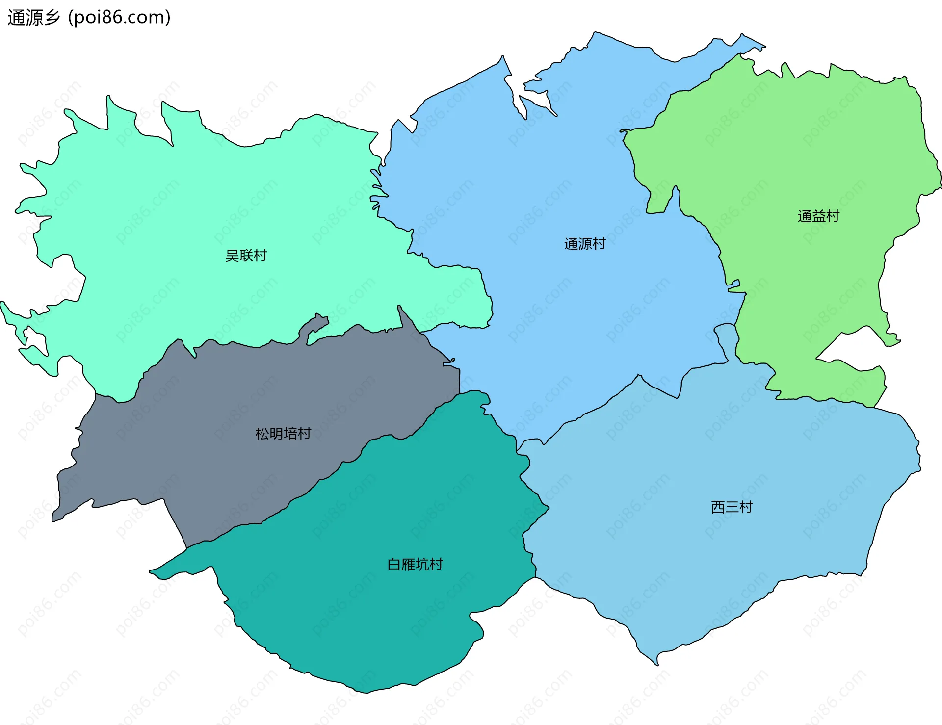 通源乡边界地图(五级行政区划)